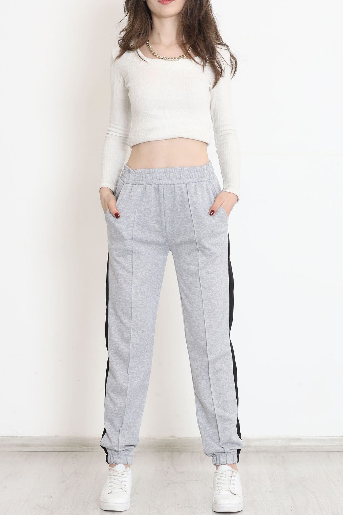 Çımalı Çift Renkli Eşofman Altı Gri - 15571.1348.