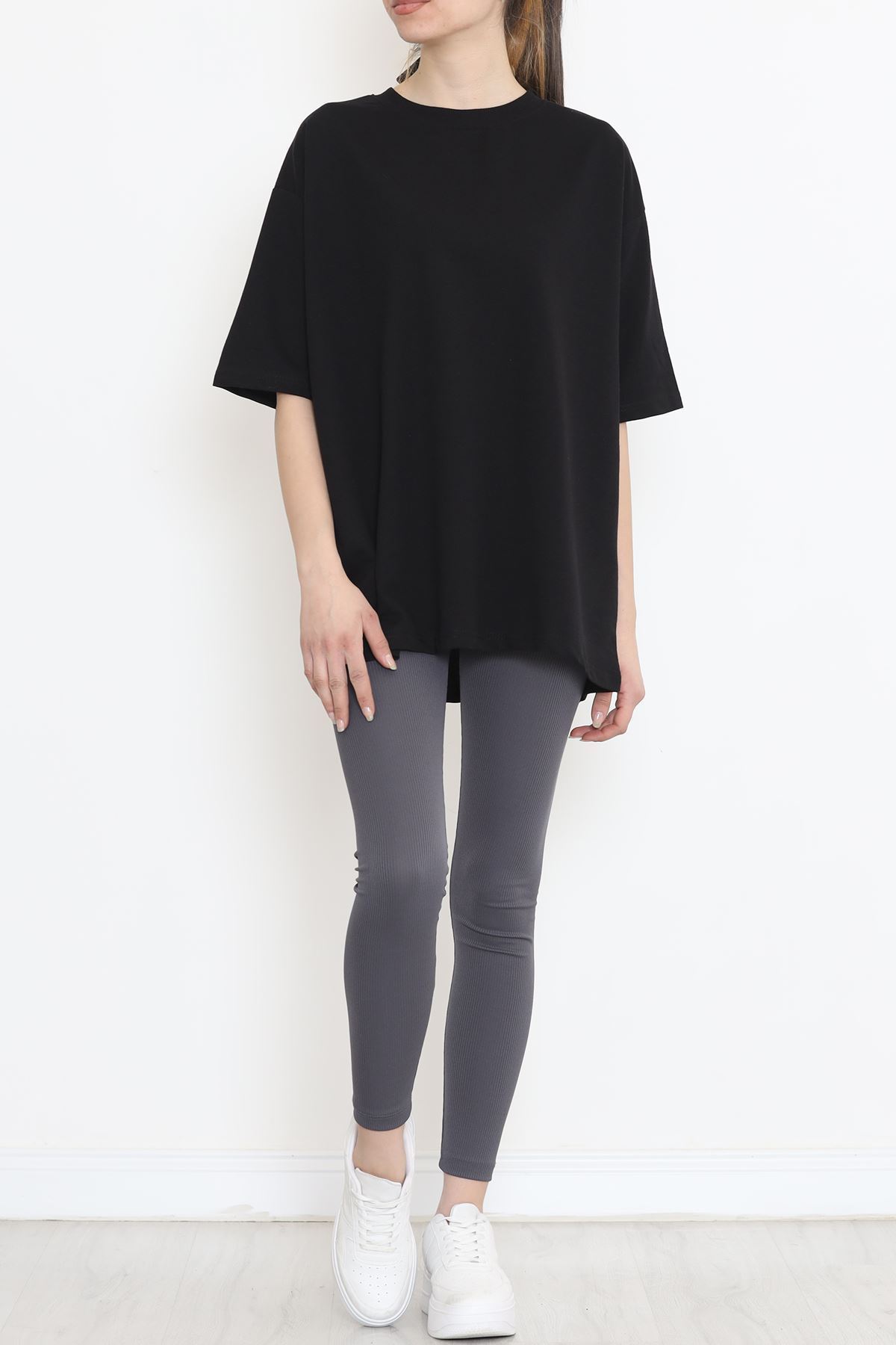 İki İplik Salaş Tişört Siyah - 152398.105.