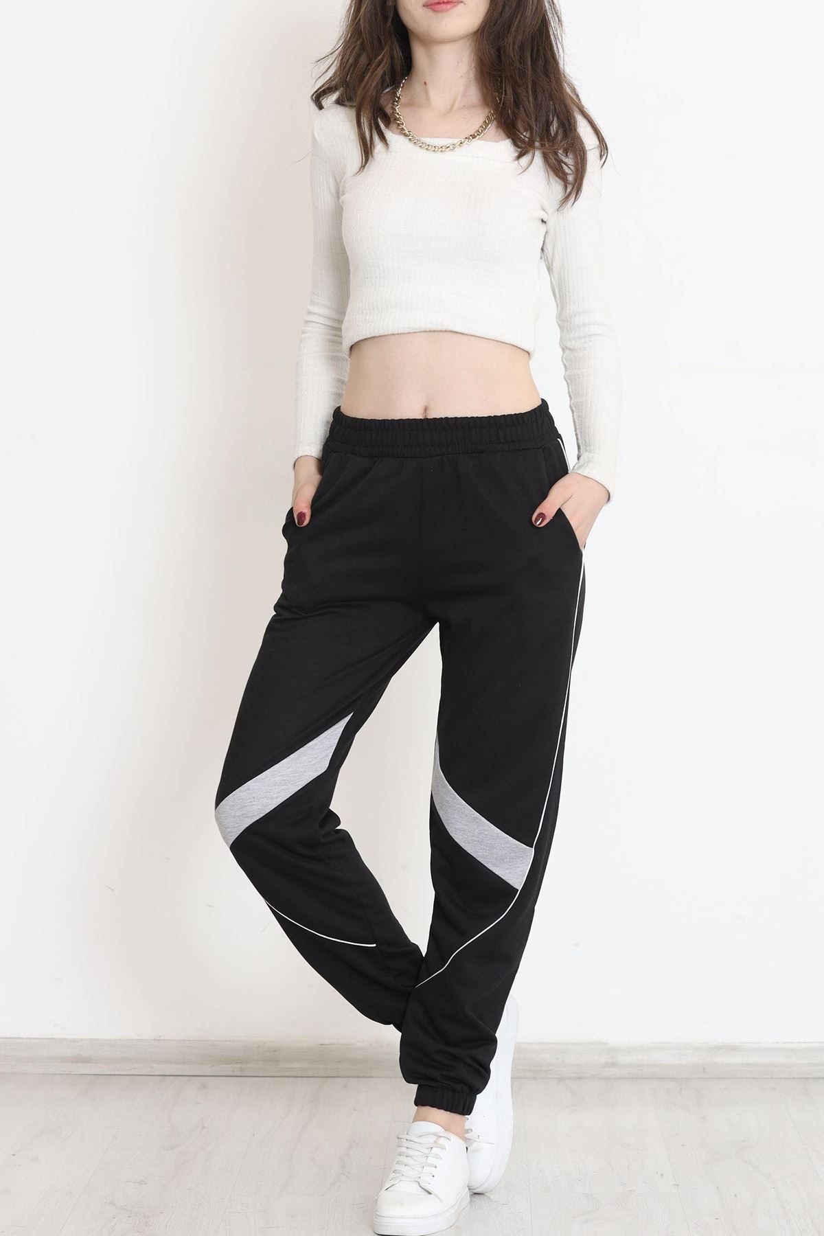 Şeritli Eşofman Altı Siyah - 15570.1348.