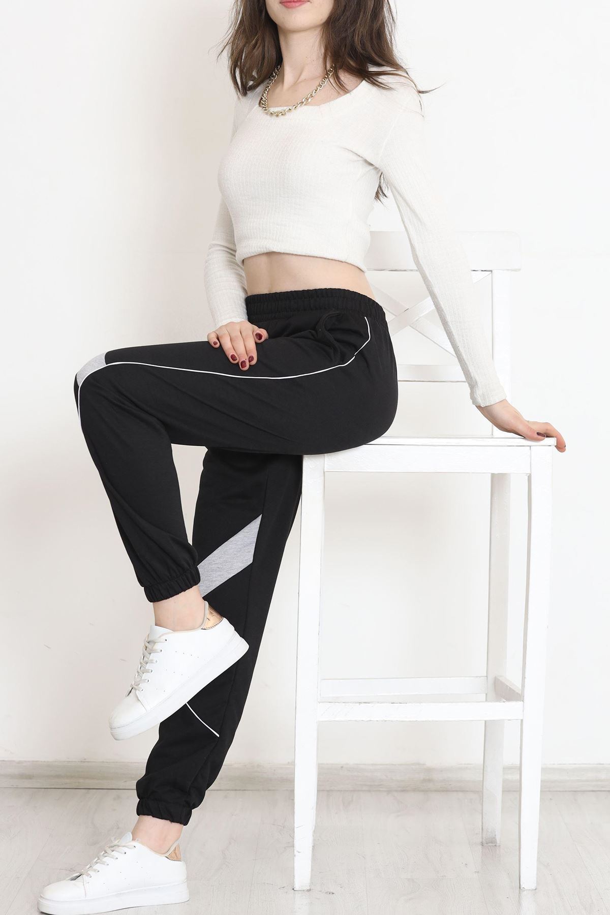 Şeritli Eşofman Altı Siyah - 15570.1348.