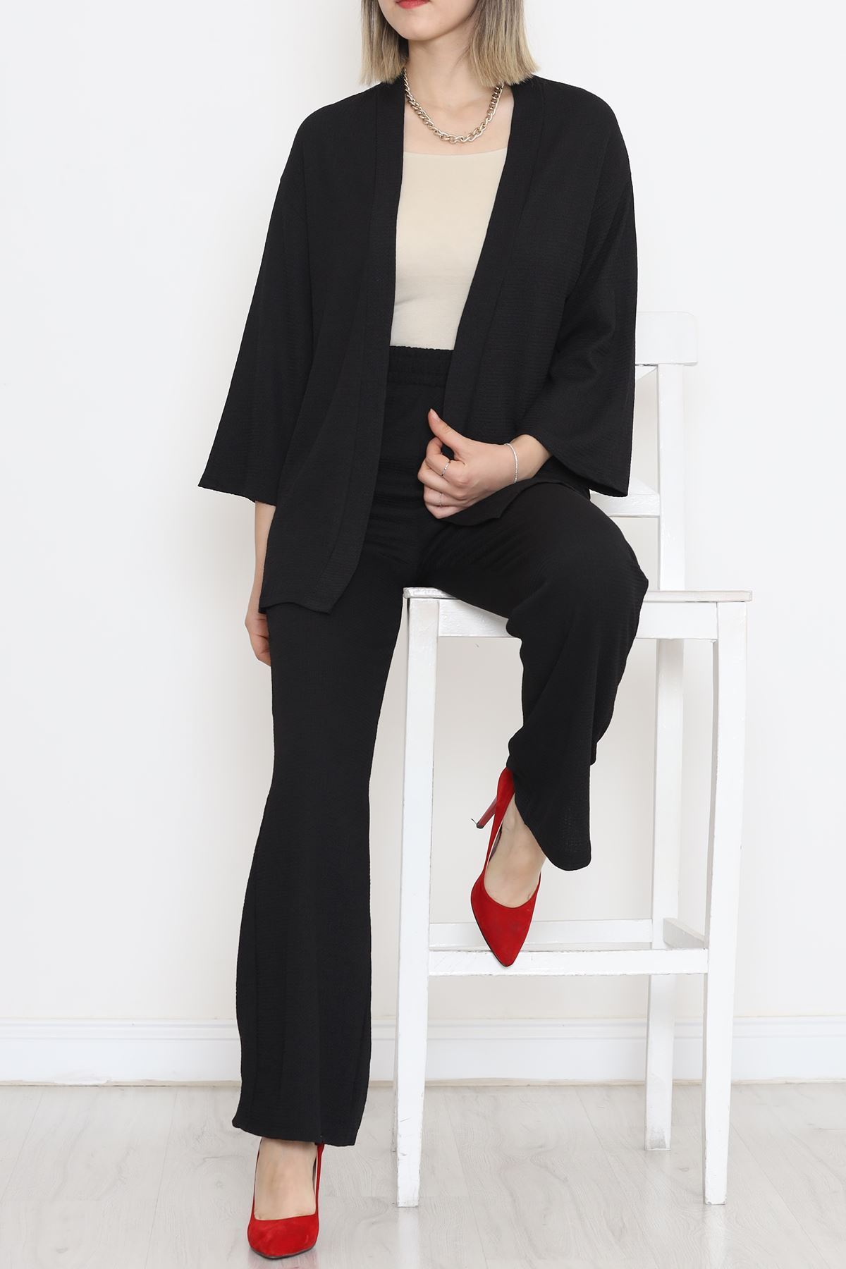 Uzun Kimono Takım Siyah - 722.1247.