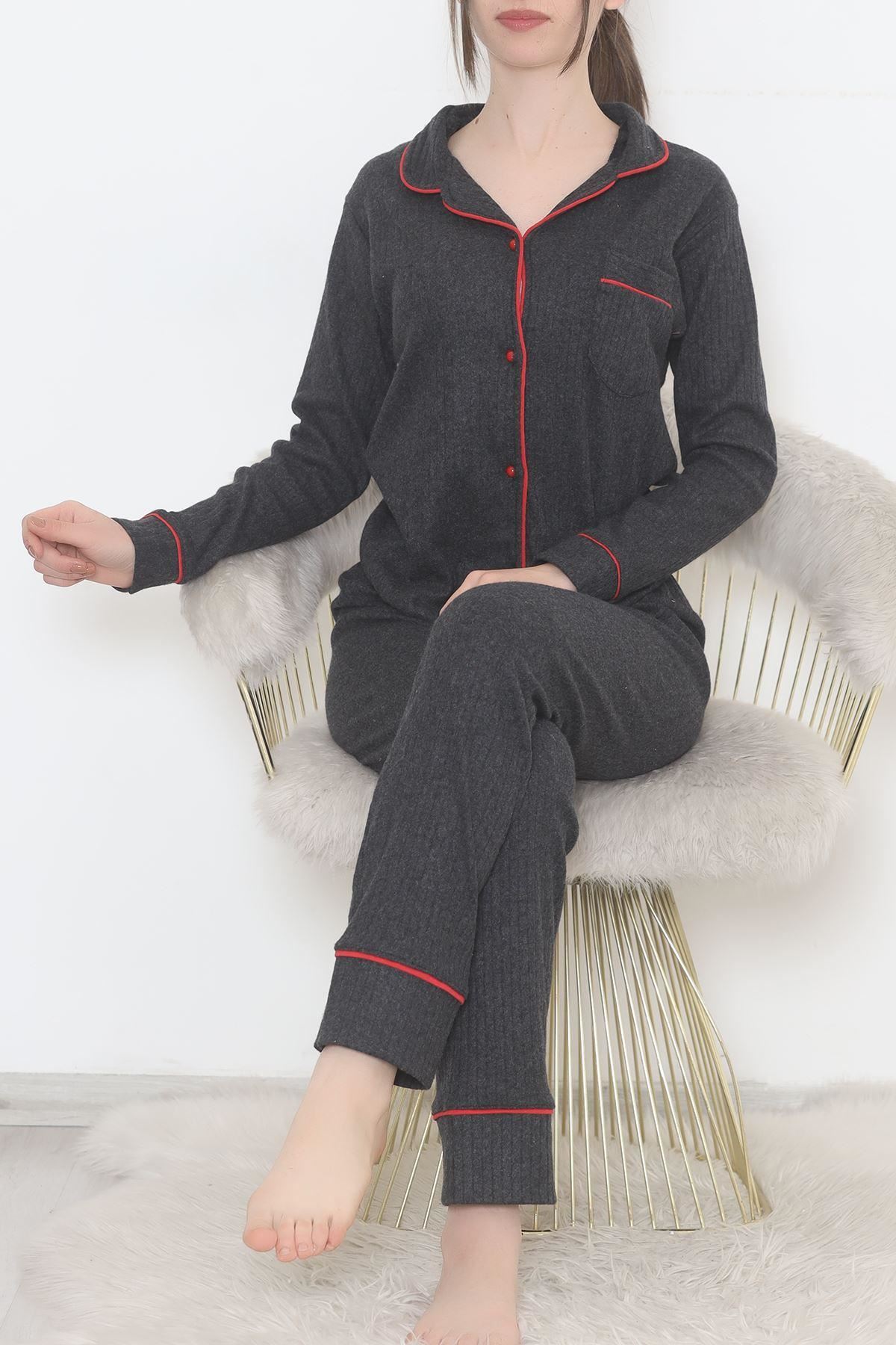 Düğmeli Fitilli Takım Antrasit - 12517.1048.