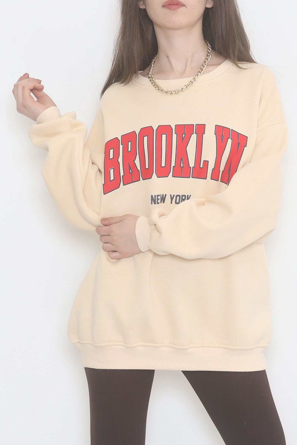 Baskılı 3 İplik Sweat Bej - 928.1247.