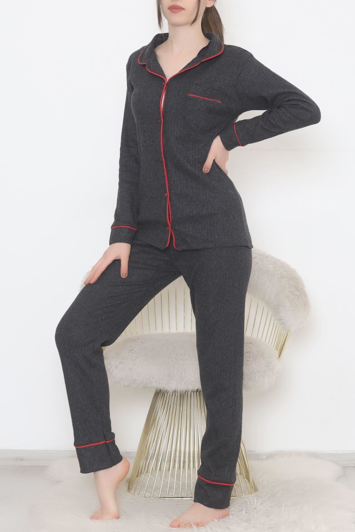 Düğmeli Fitilli Takım Antrasit - 12517.1048.