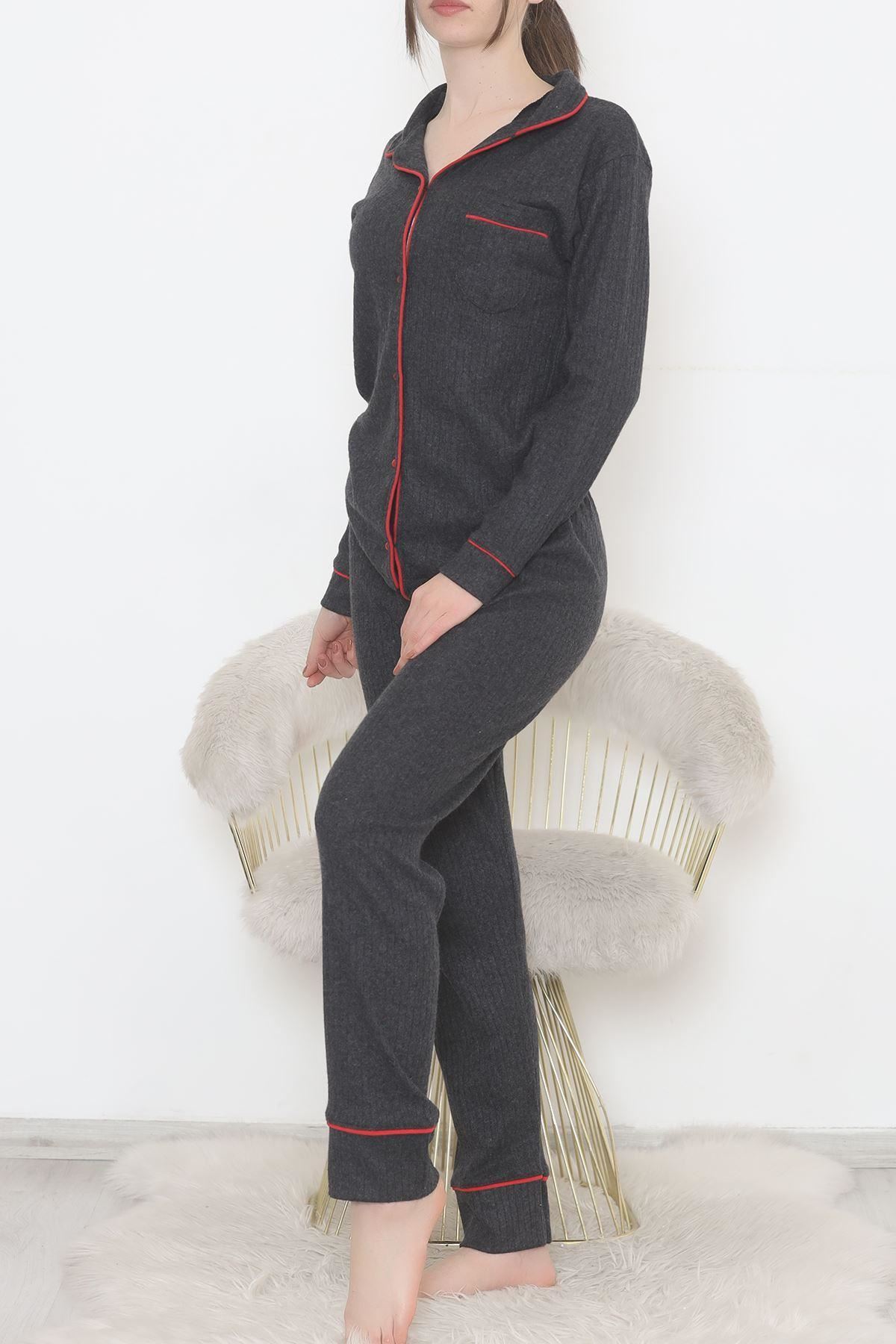 Düğmeli Fitilli Takım Antrasit - 12517.1048.