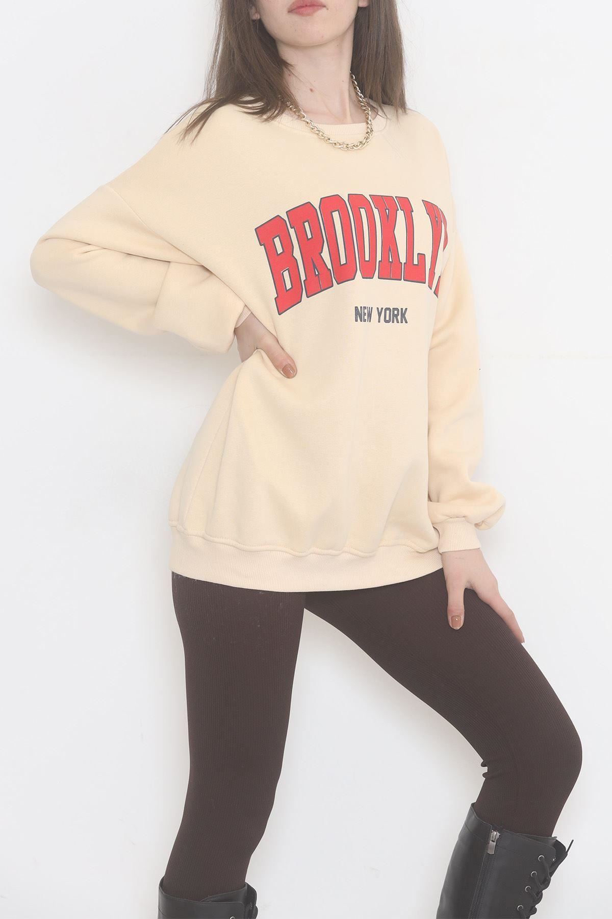 Baskılı 3 İplik Sweat Bej - 928.1247.