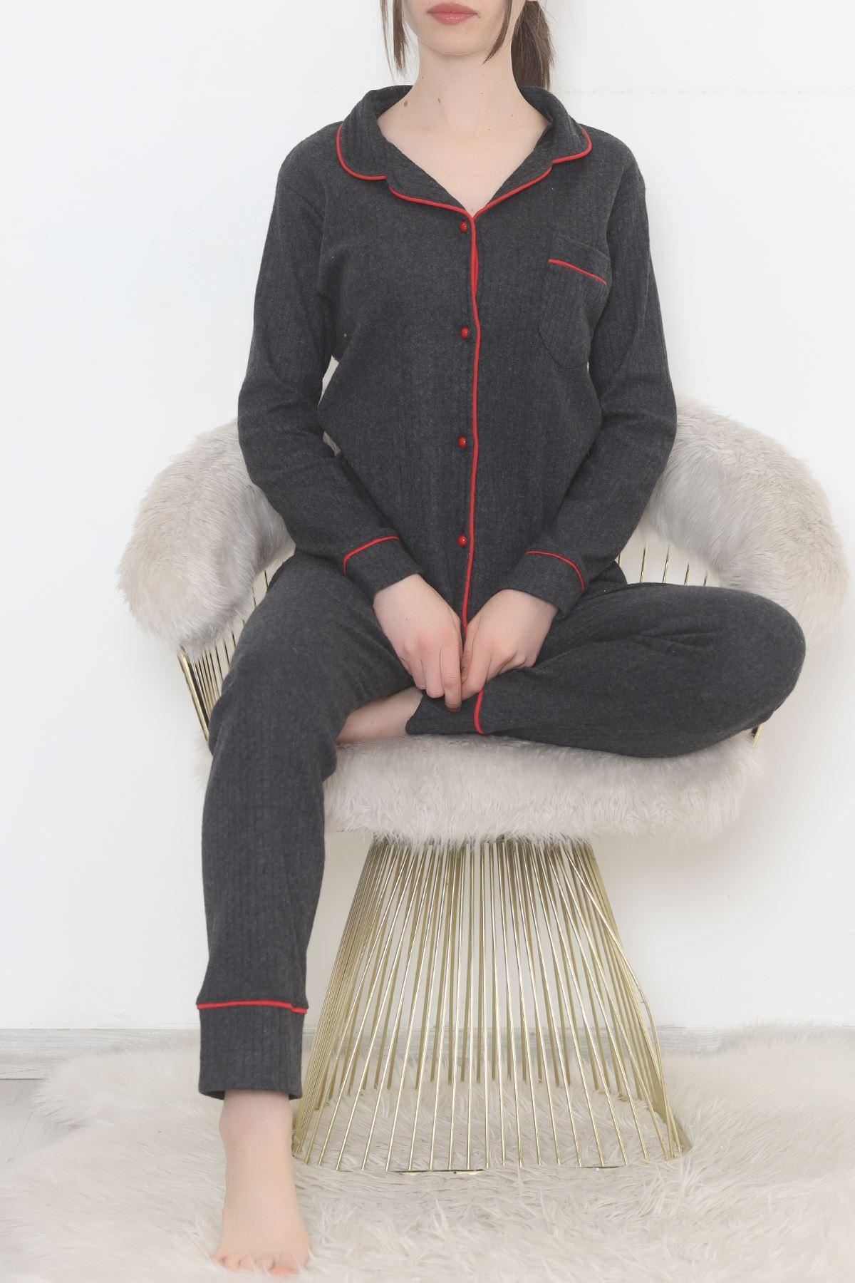 Düğmeli Fitilli Takım Antrasit - 12517.1048.