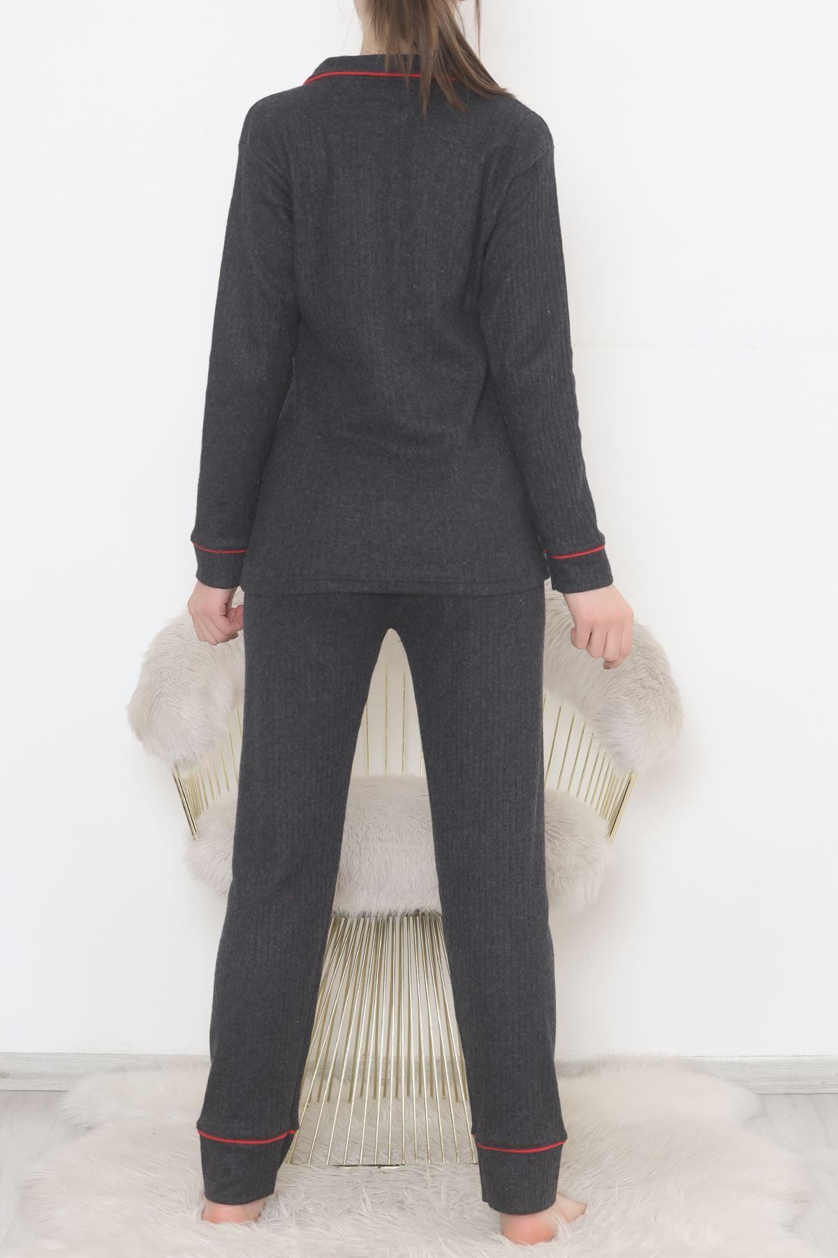 Düğmeli Fitilli Takım Antrasit - 12517.1048.