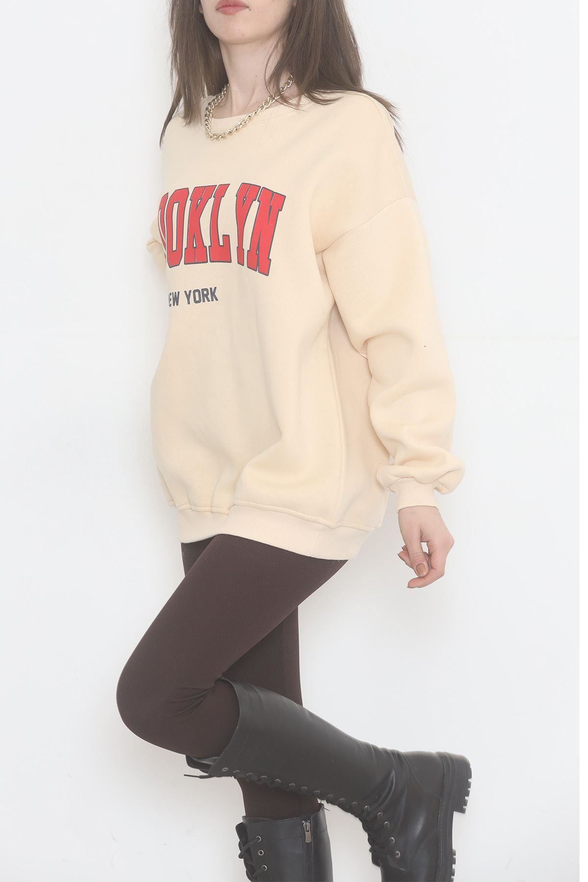 Baskılı 3 İplik Sweat Bej - 928.1247.