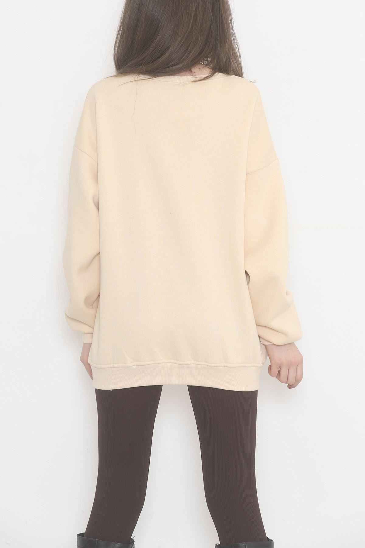 Baskılı 3 İplik Sweat Bej - 928.1247.