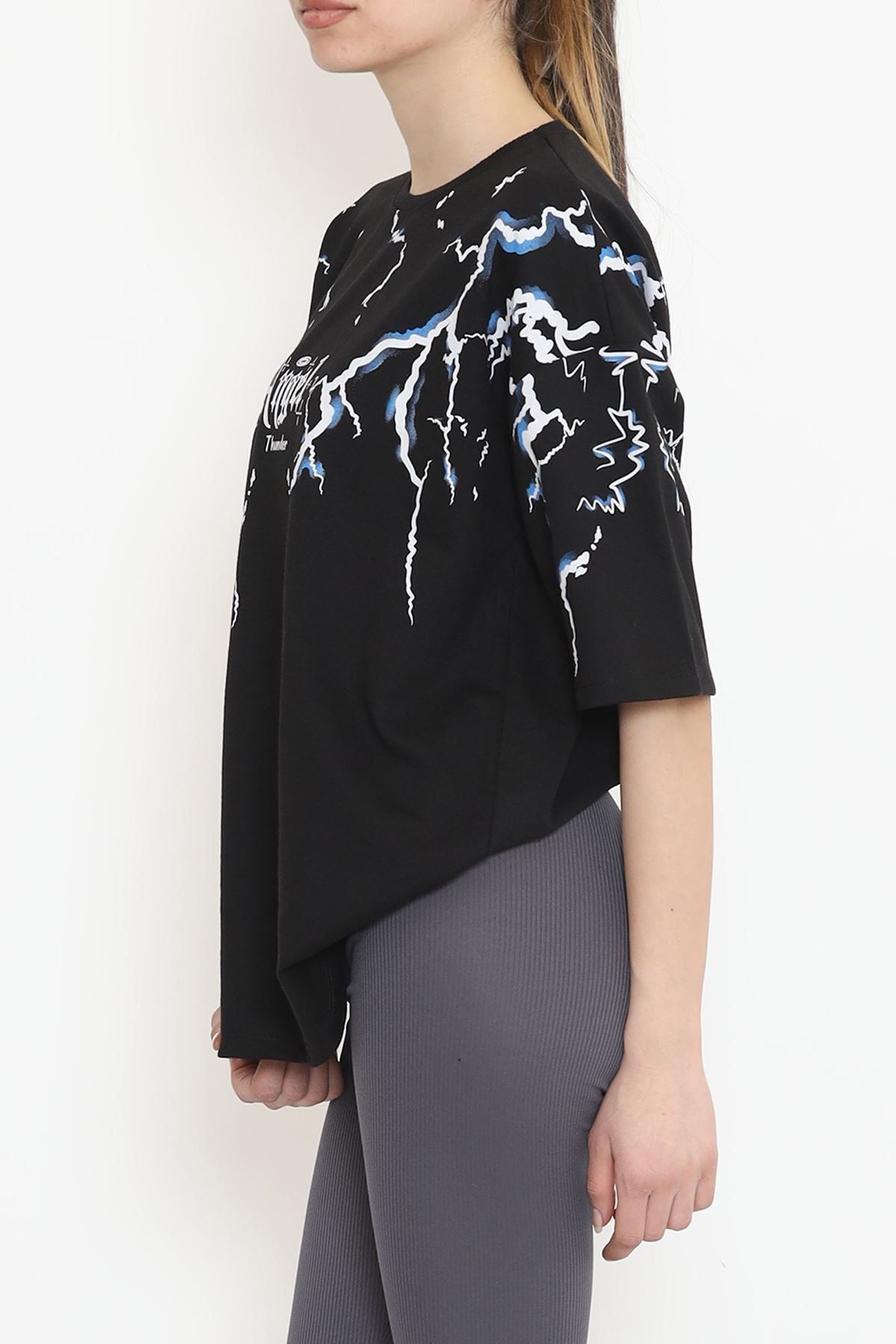 Baskılı Oversize Tişört Siyah - 15923.336.