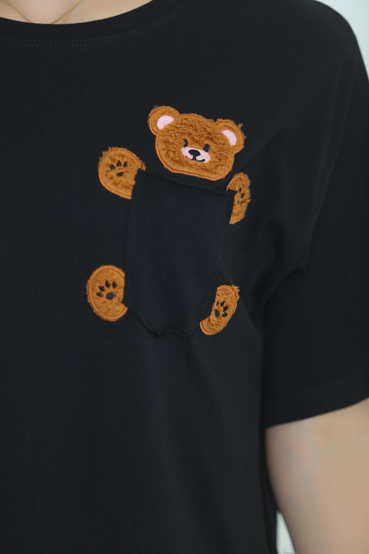 Ayıcık Detaylı Tişört Siyah - 3498.105.