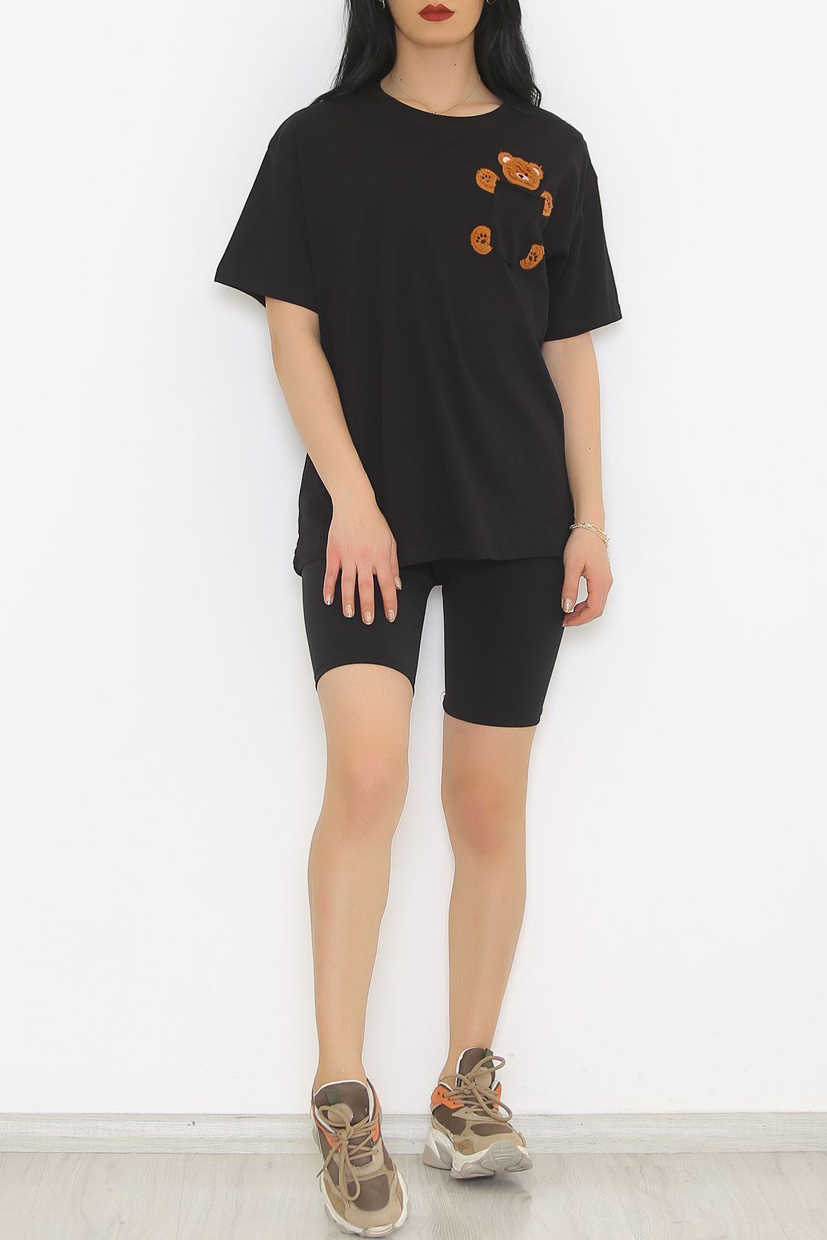 Ayıcık Detaylı Tişört Siyah - 3498.105.