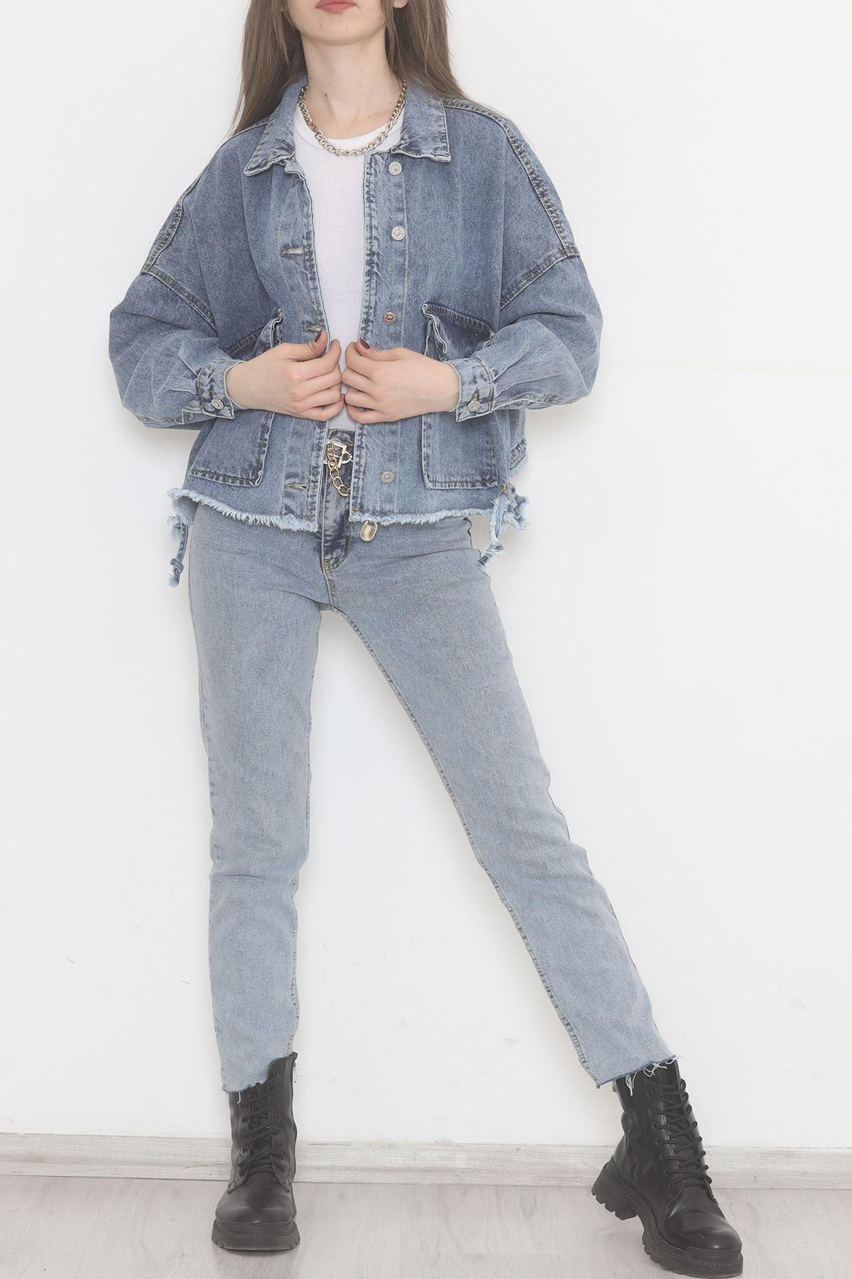 Altı Püsküllü Kot Ceket Buzmavi - 474516.1406.