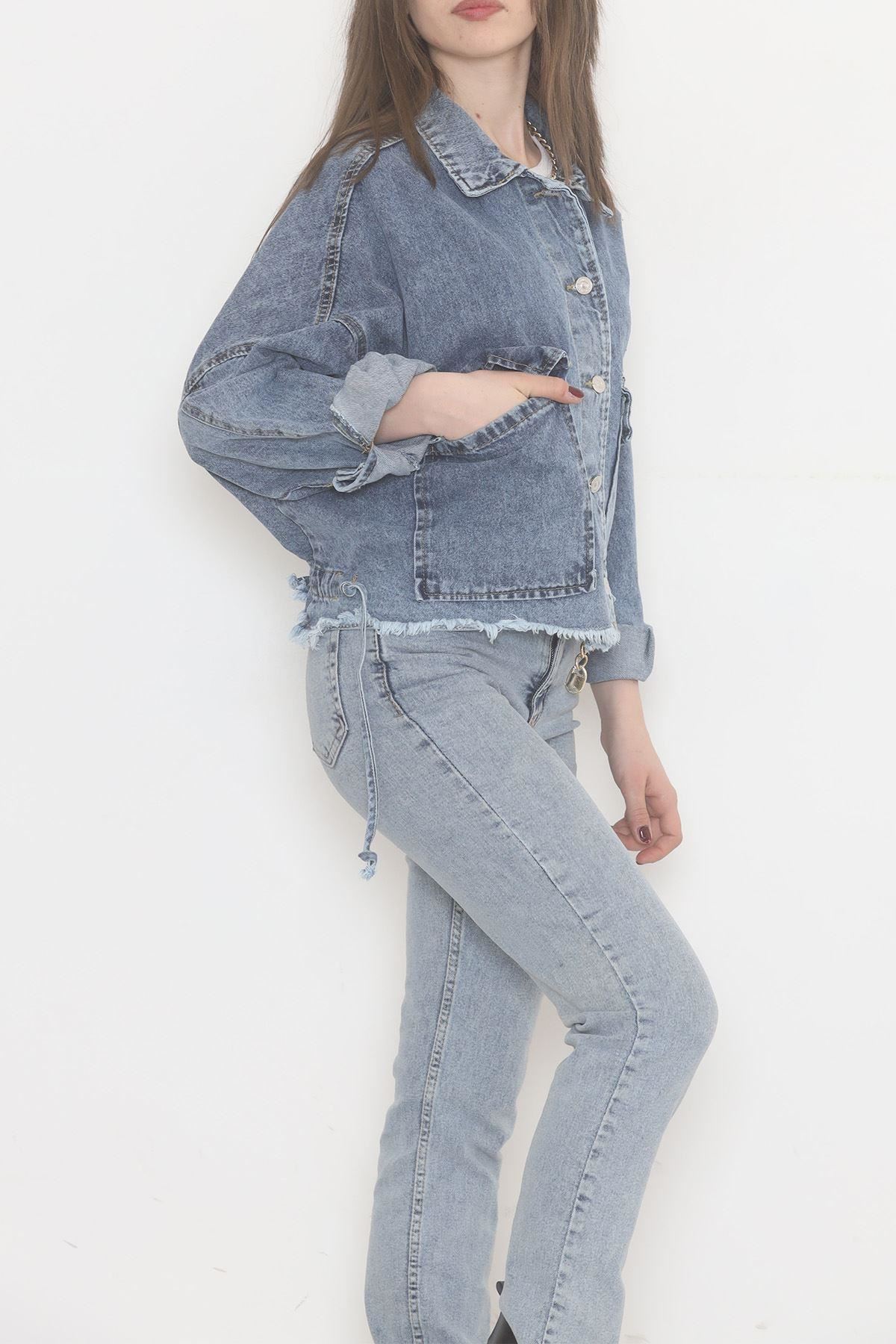 Altı Püsküllü Kot Ceket Buzmavi - 474516.1406.