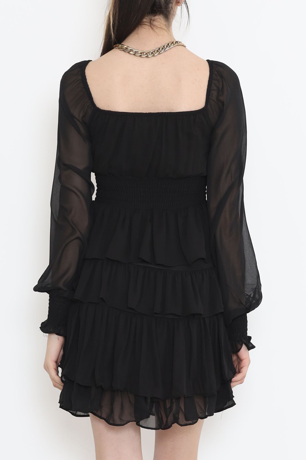 Kat Kat Şifon Elbise Siyah - 17742.1247.