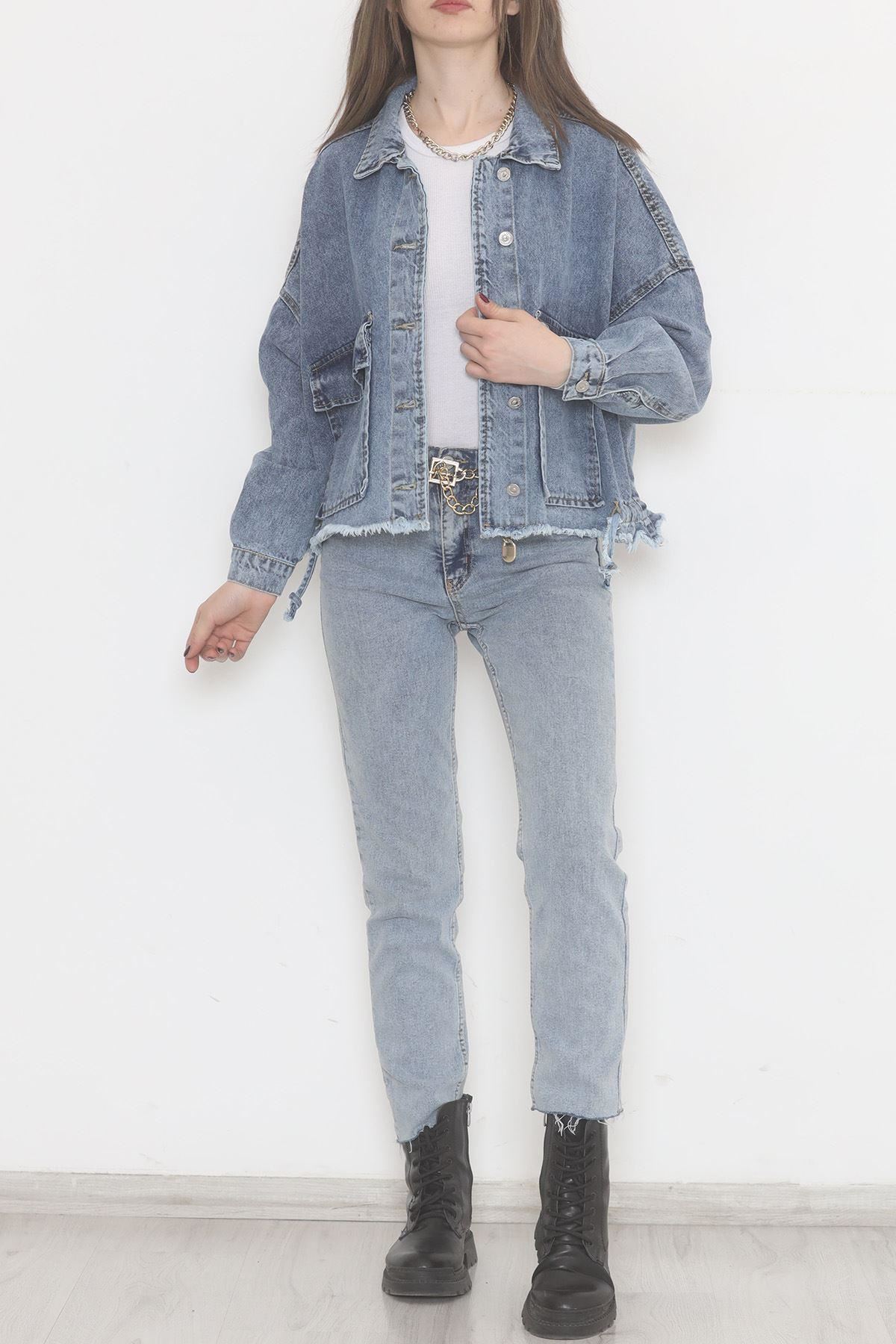 Altı Püsküllü Kot Ceket Buzmavi - 474516.1406.