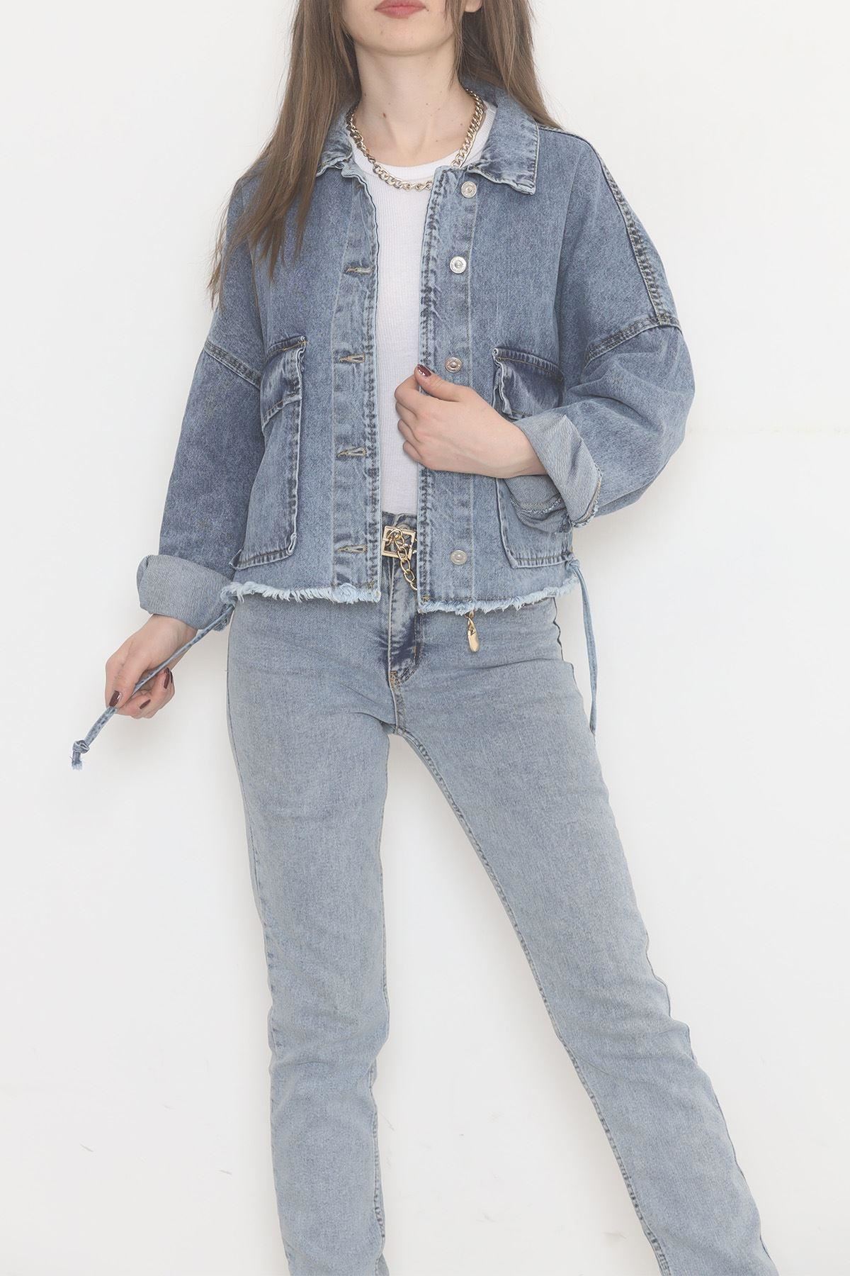 Altı Püsküllü Kot Ceket Buzmavi - 474516.1406.