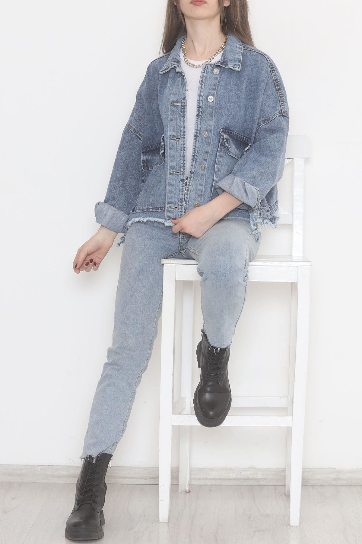 Altı Püsküllü Kot Ceket Buzmavi - 474516.1406.