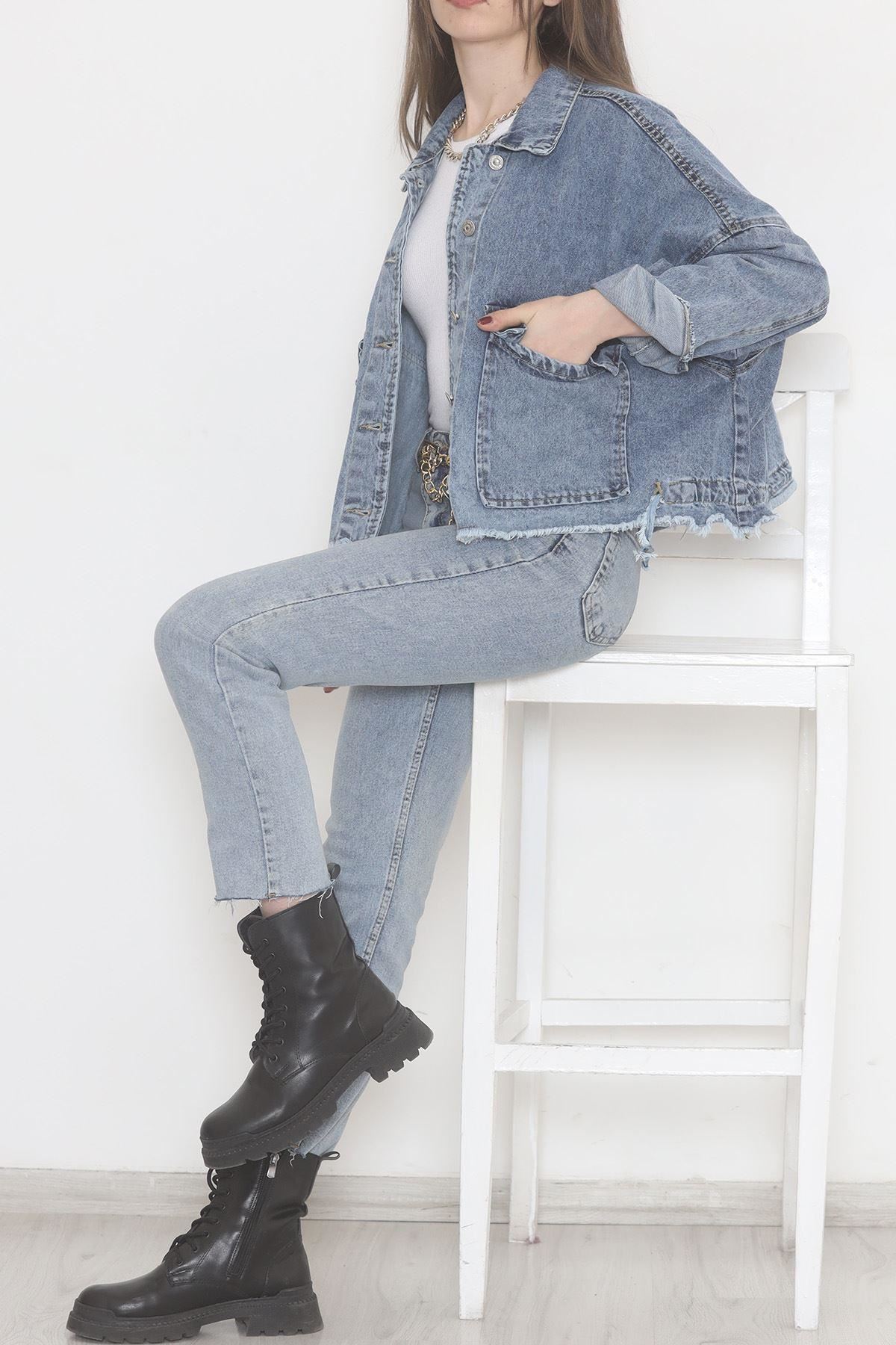 Altı Püsküllü Kot Ceket Buzmavi - 474516.1406.