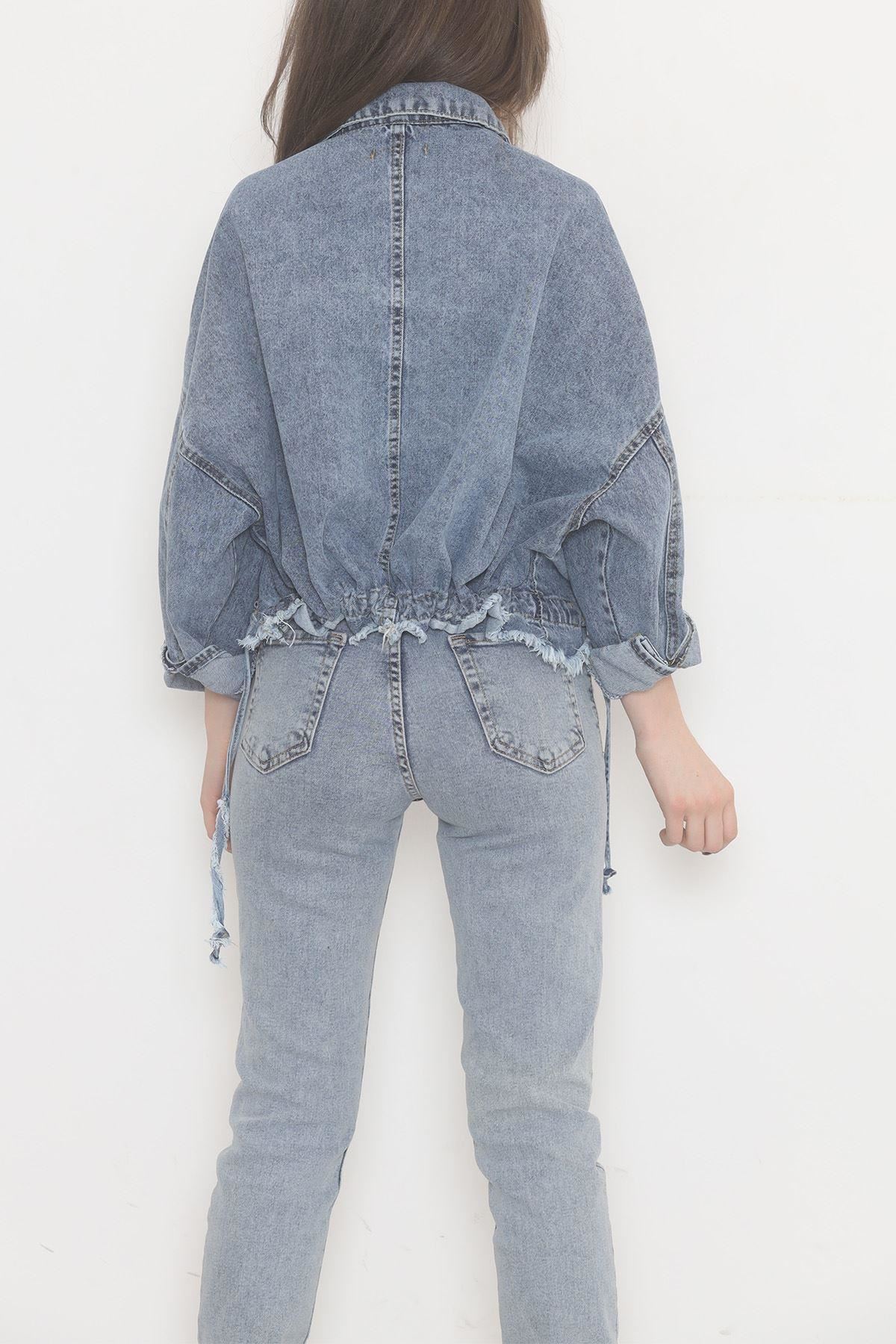 Altı Püsküllü Kot Ceket Buzmavi - 474516.1406.