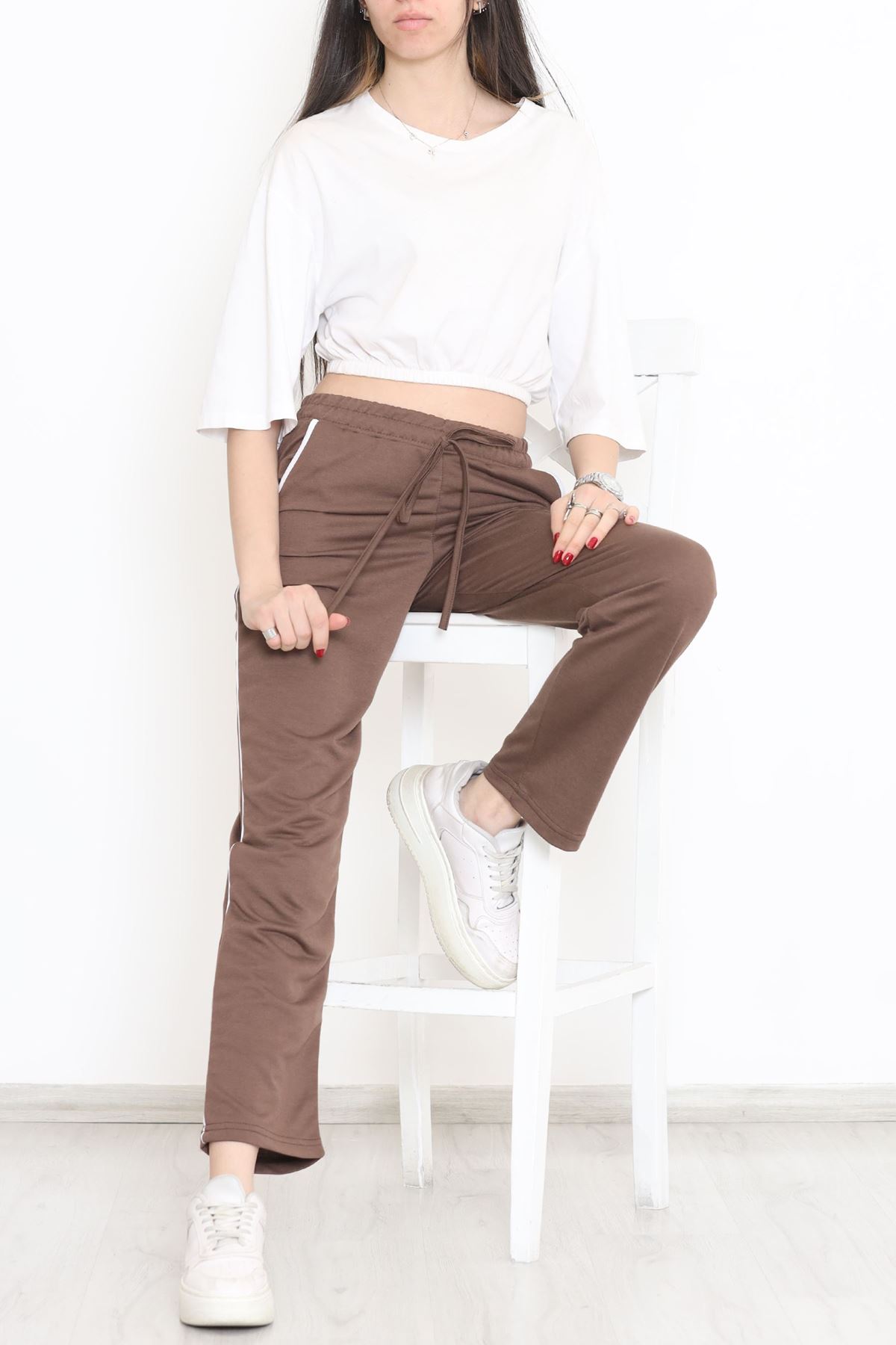 Yanı Çizgili Eşofman Altı Kahverengi - 15084.5238.