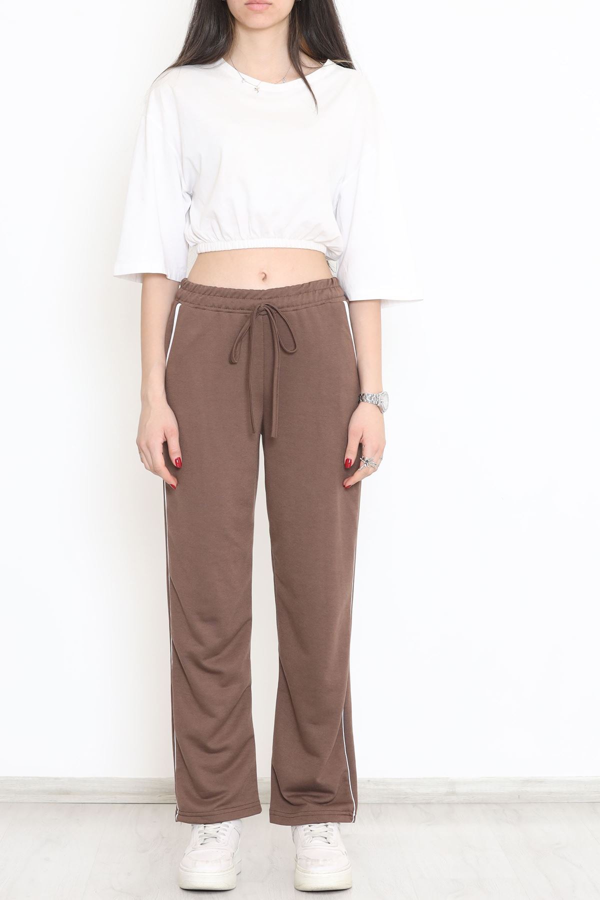 Yanı Çizgili Eşofman Altı Kahverengi - 15084.5238.