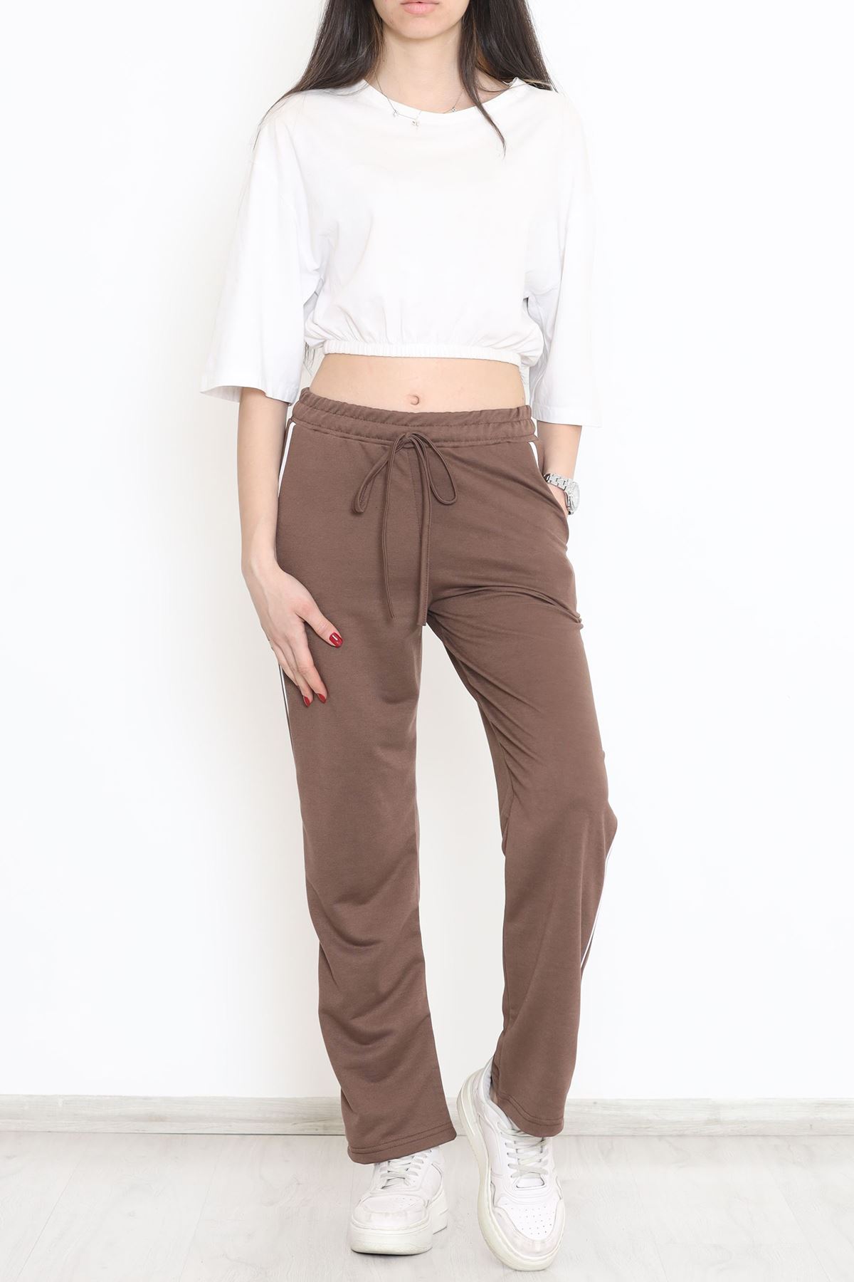 Yanı Çizgili Eşofman Altı Kahverengi - 15084.5238.