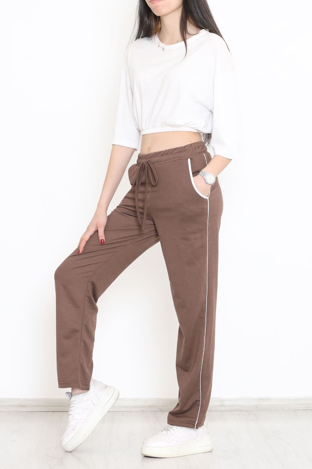 Yanı Çizgili Eşofman Altı Kahverengi - 15084.5238.