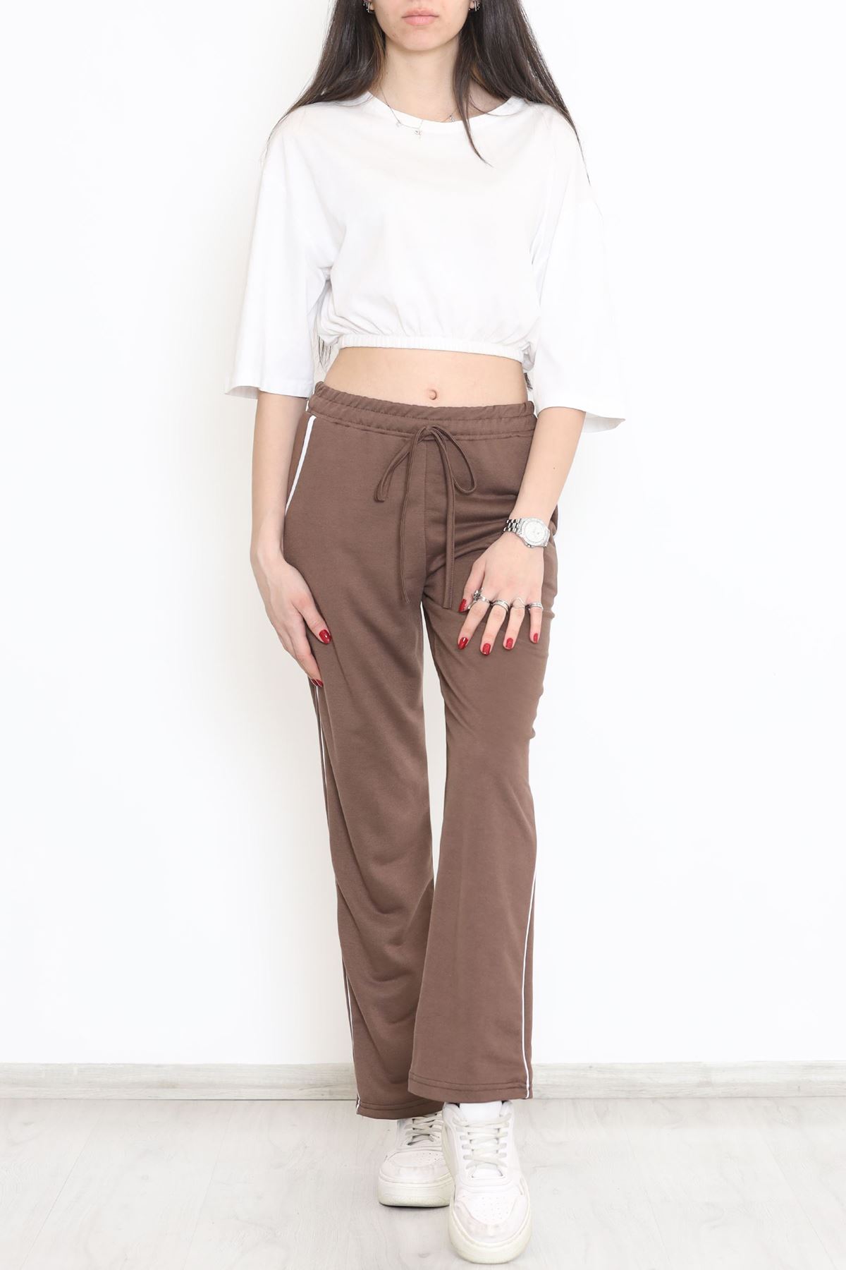 Yanı Çizgili Eşofman Altı Kahverengi - 15084.5238.