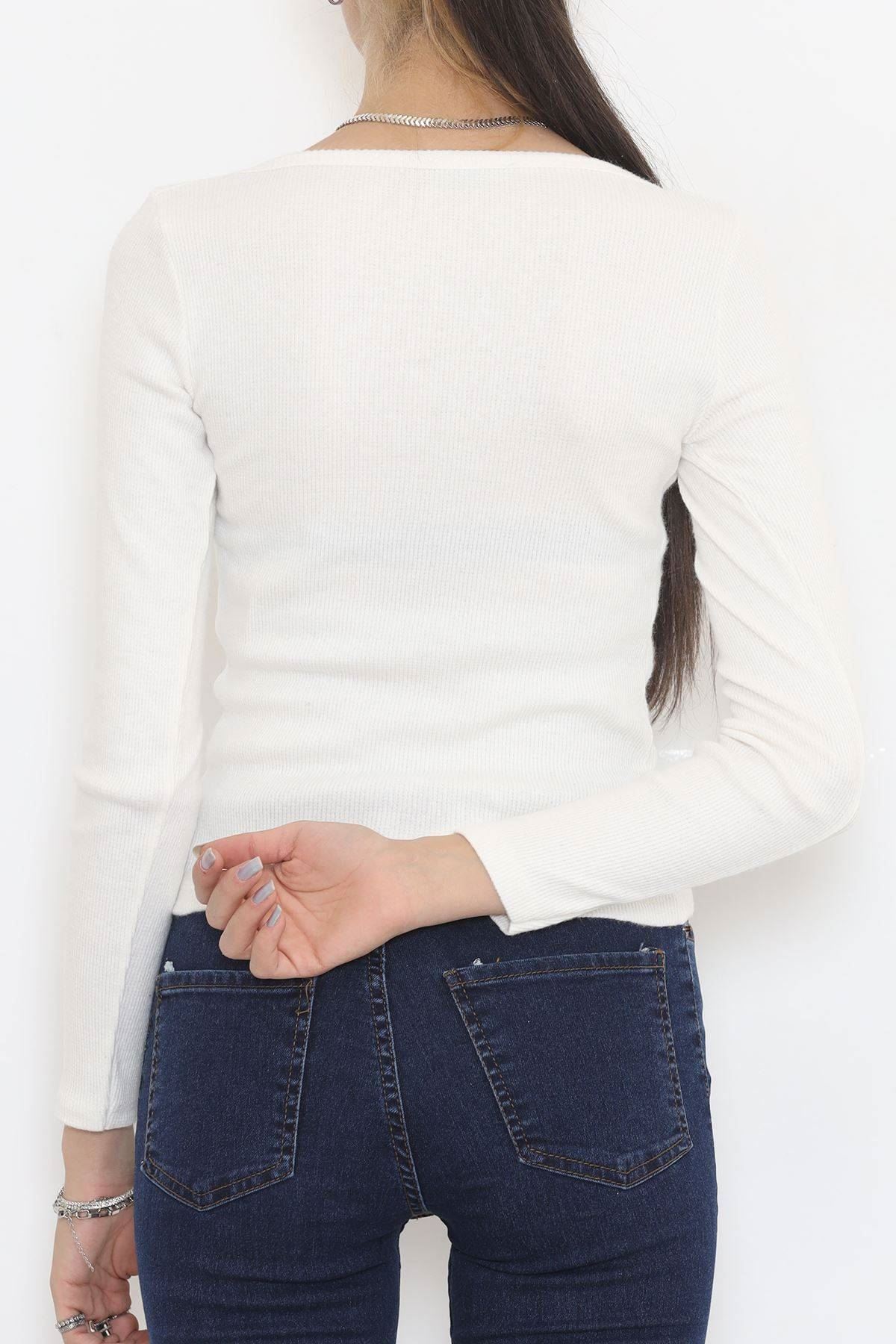 V Yaka Dekolteli Body Ekru - 9937.1567.