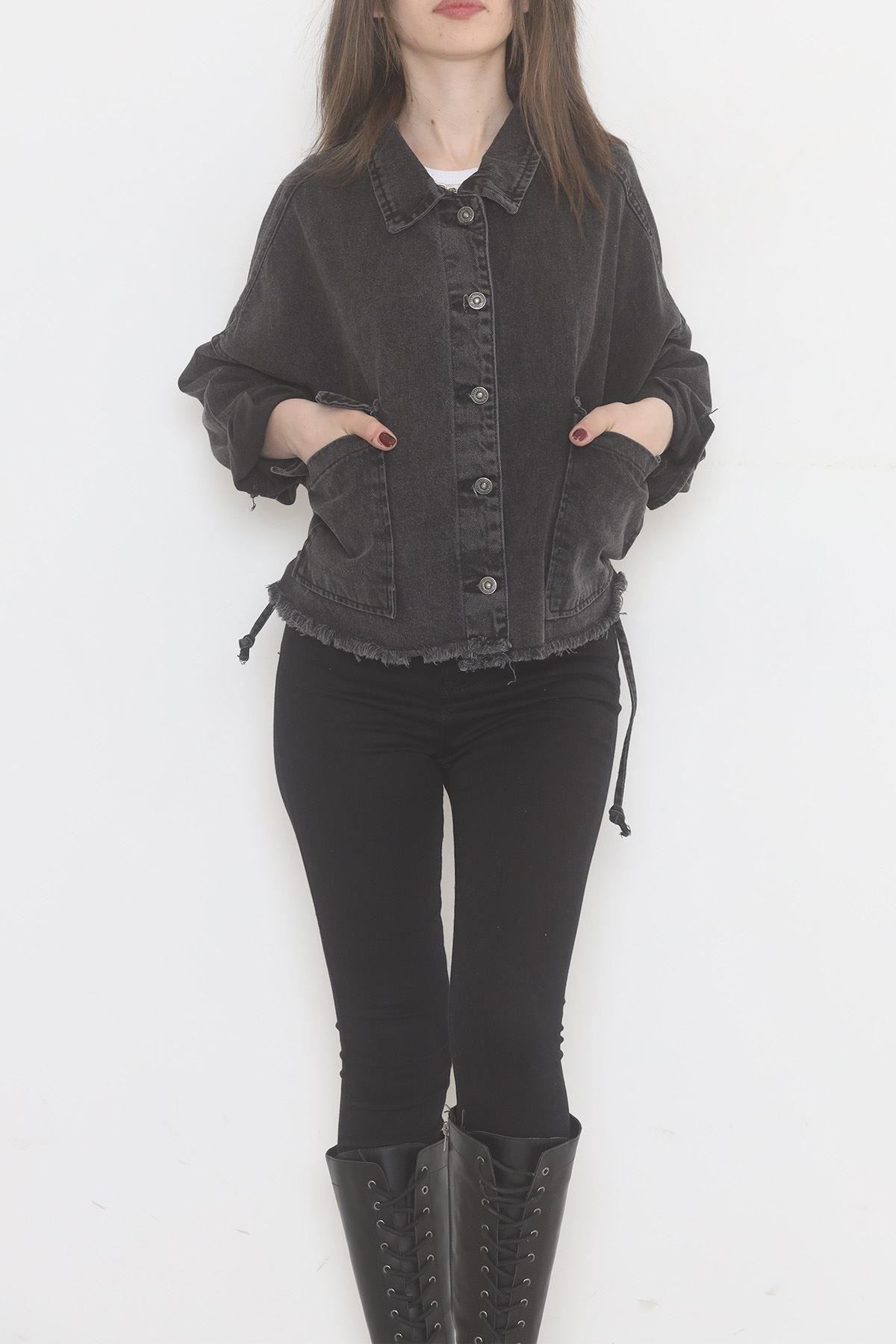 Altı Püsküllü Kot Ceket Antrasit - 474516.1406.