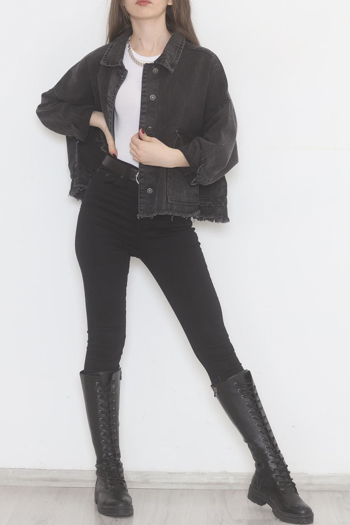 Altı Püsküllü Kot Ceket Antrasit - 474516.1406.