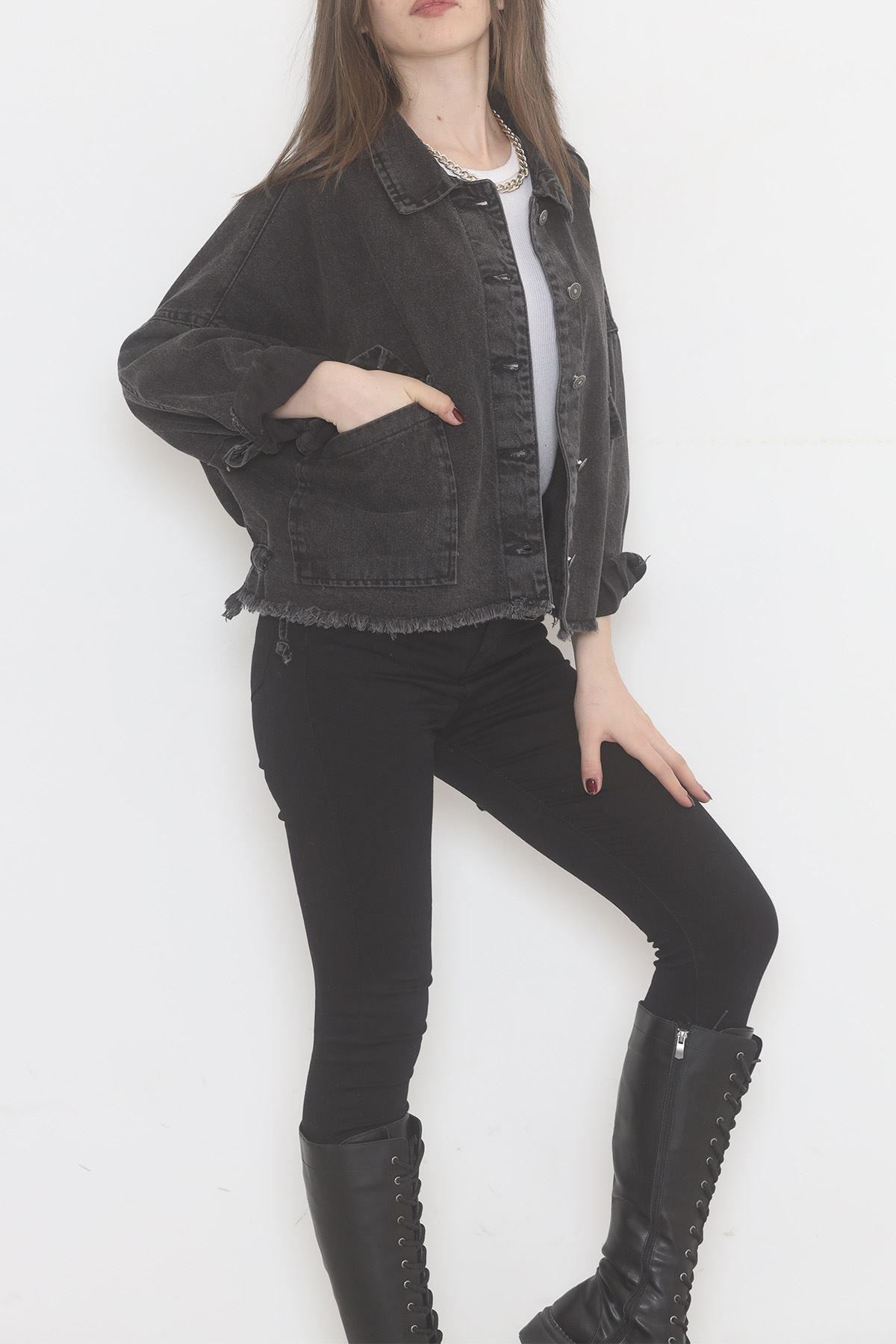 Altı Püsküllü Kot Ceket Antrasit - 474516.1406.