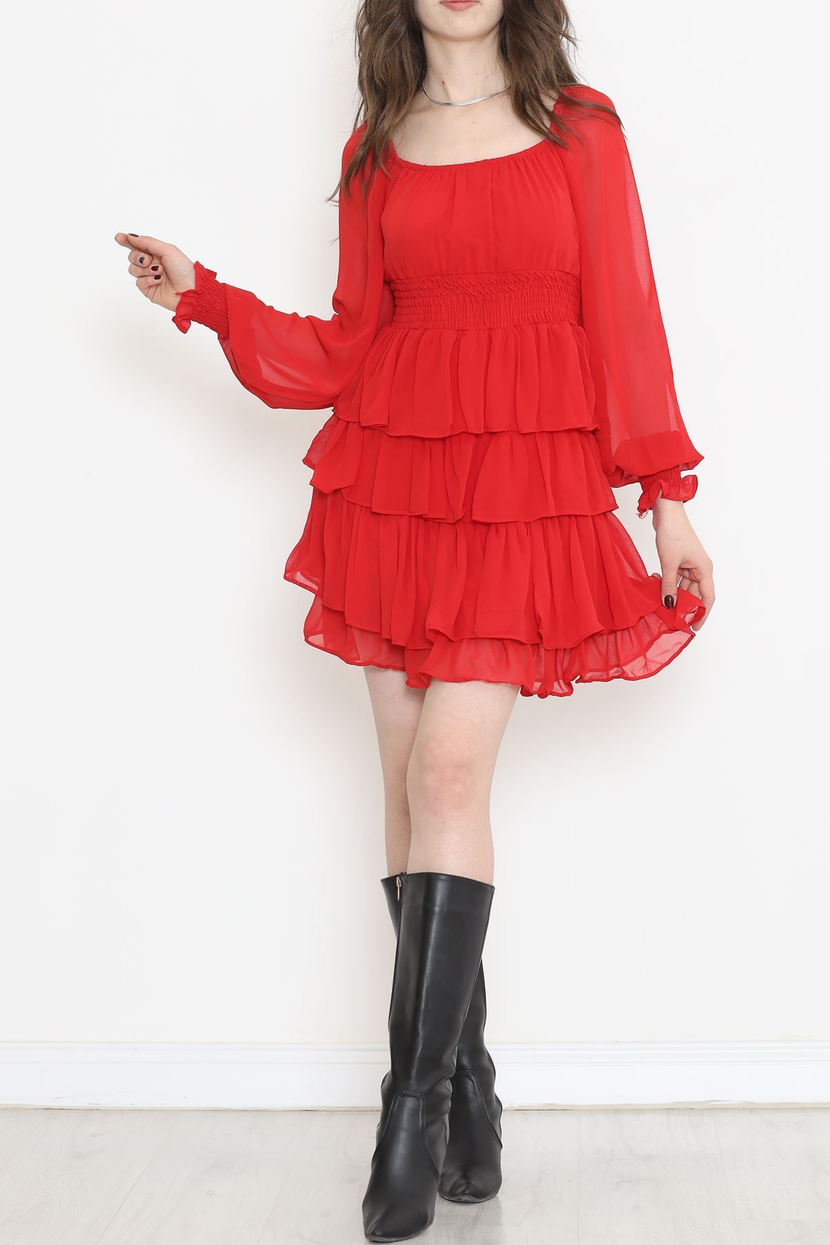 Kat Kat Şifon Elbise Kırmızı - 17742.1247.