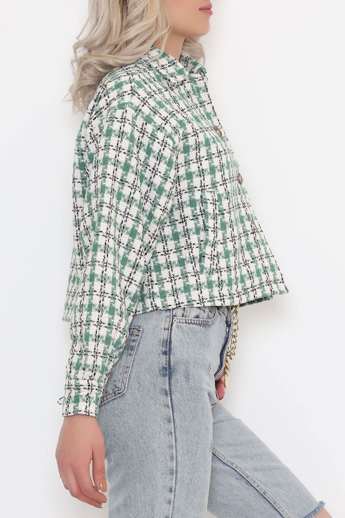 Kare Desenli Ceket Yeşil - 508.1367.