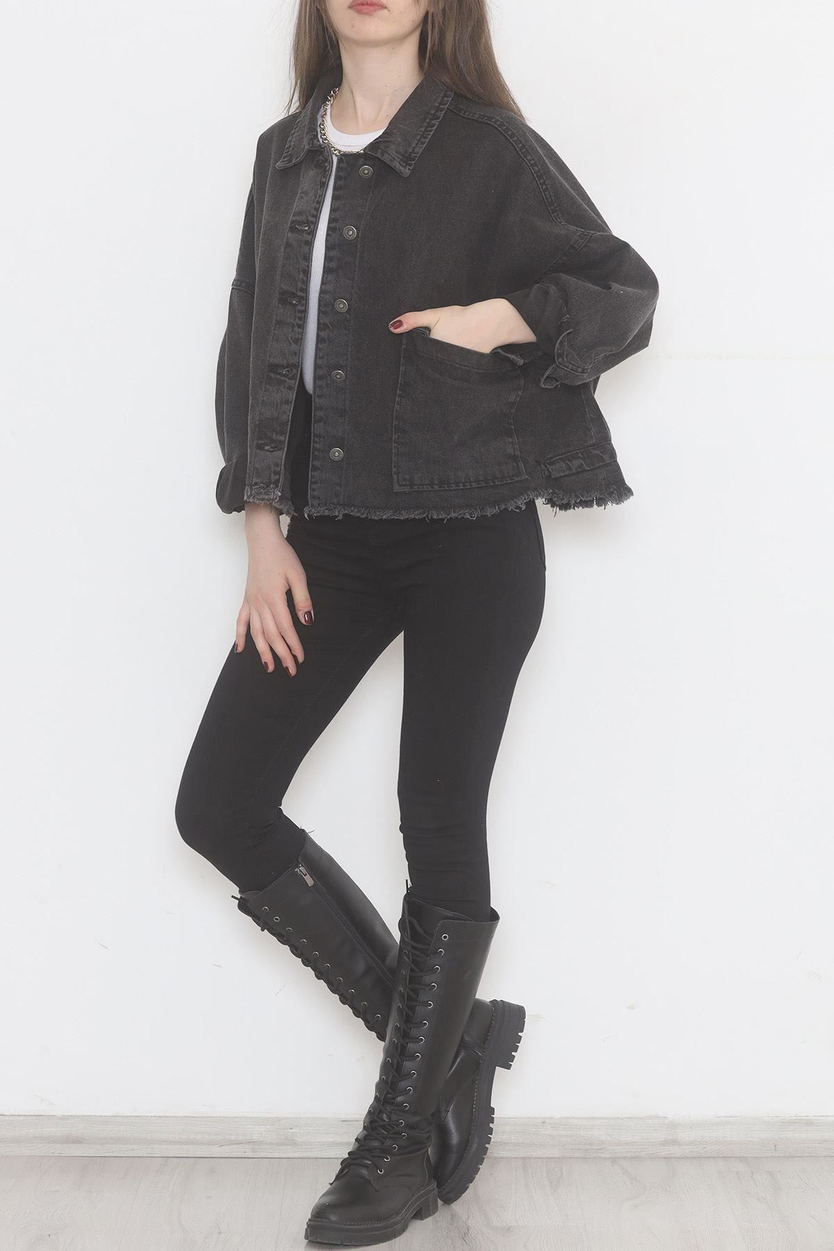 Altı Püsküllü Kot Ceket Antrasit - 474516.1406.