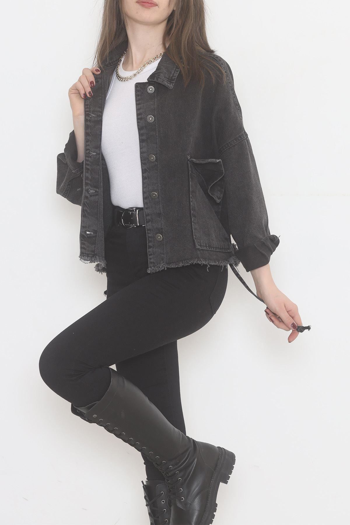 Altı Püsküllü Kot Ceket Antrasit - 474516.1406.