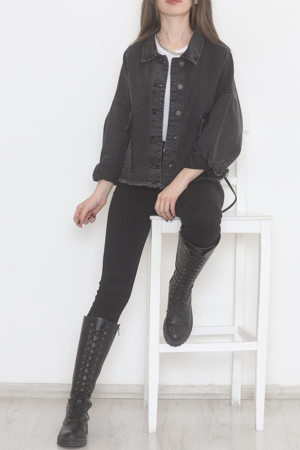 Altı Püsküllü Kot Ceket Antrasit - 474516.1406.