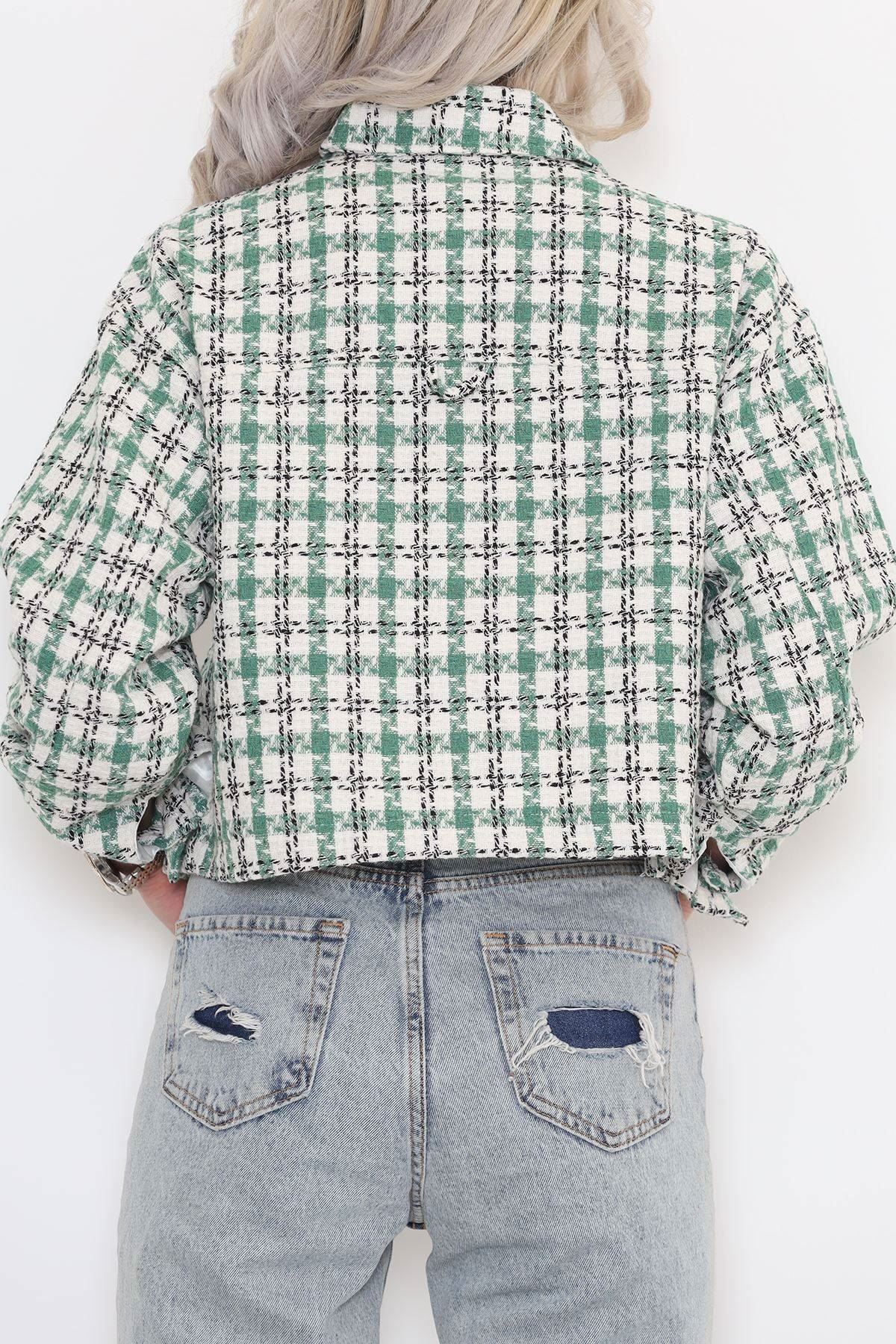 Kare Desenli Ceket Yeşil - 508.1367.