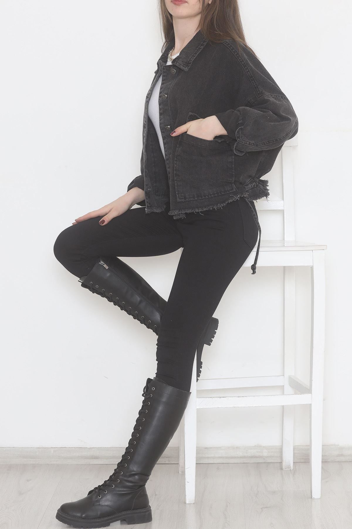 Altı Püsküllü Kot Ceket Antrasit - 474516.1406.