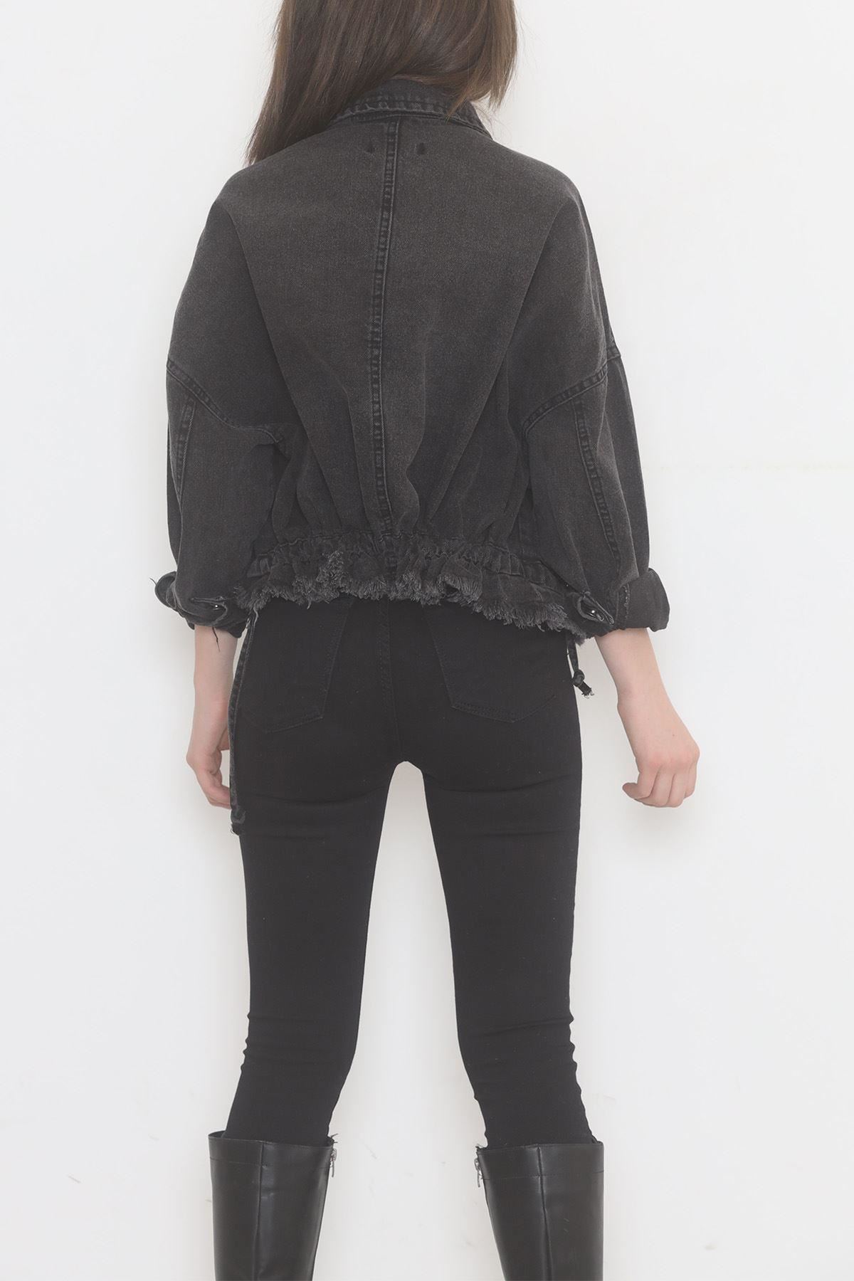 Altı Püsküllü Kot Ceket Antrasit - 474516.1406.