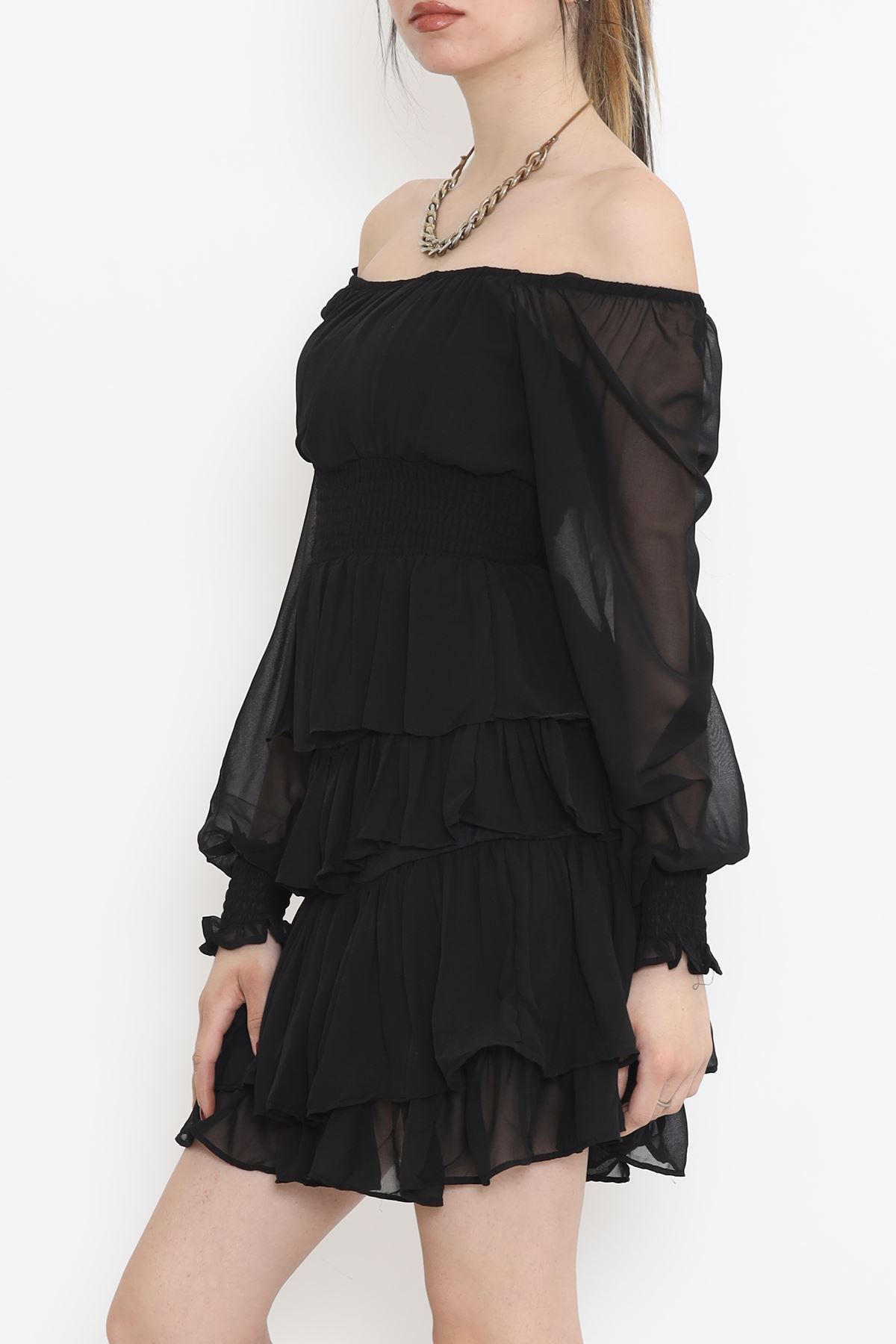 Kat Kat Şifon Elbise Siyah - 17742.1247.