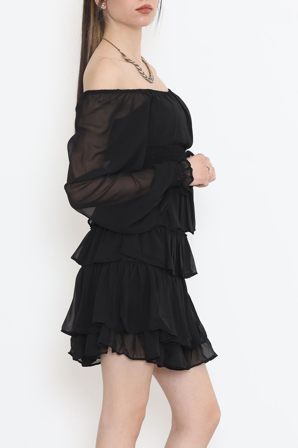 Kat Kat Şifon Elbise Siyah - 17742.1247.