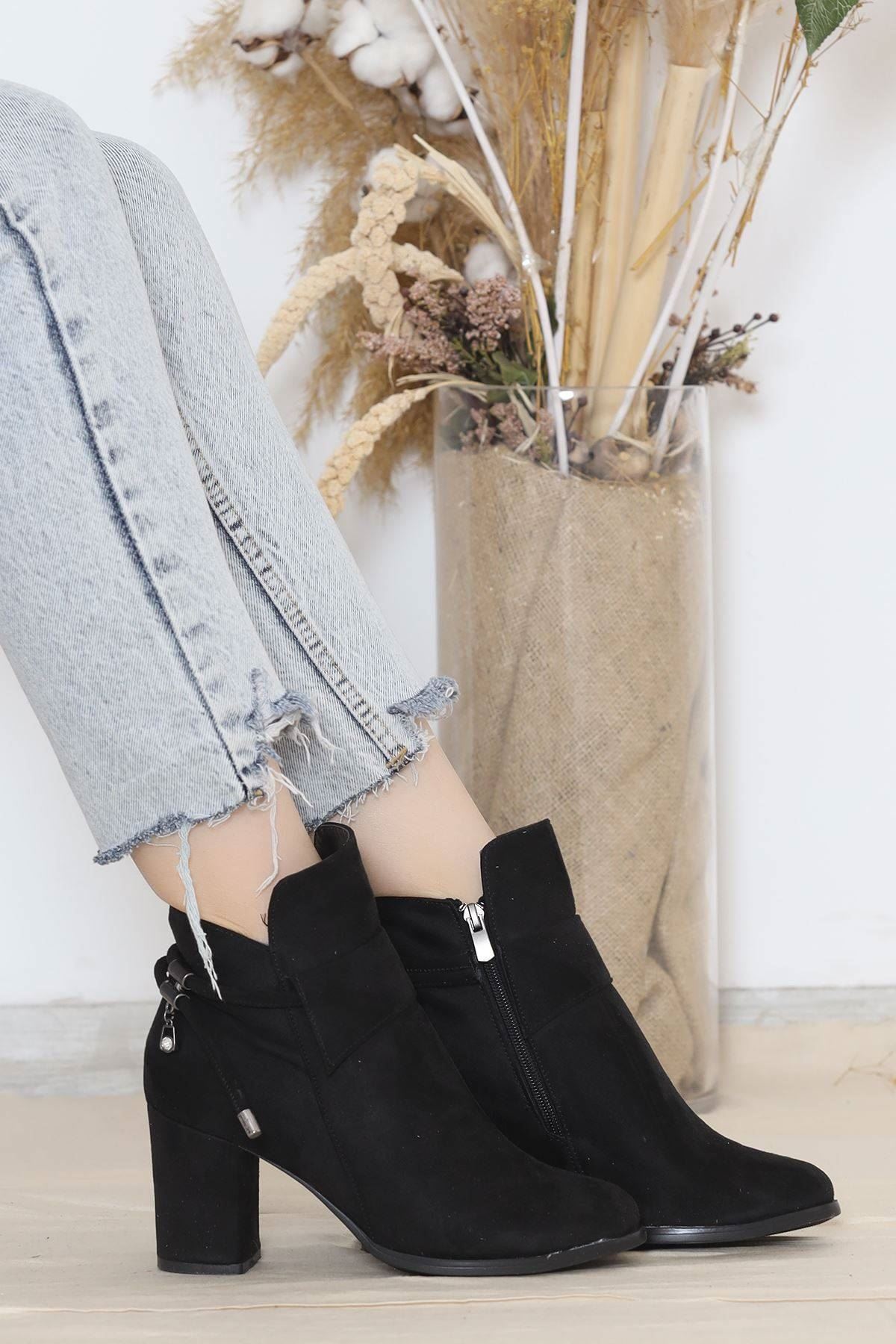 7 Cm Topuklu Bot Süetsiyah - 10034.264.