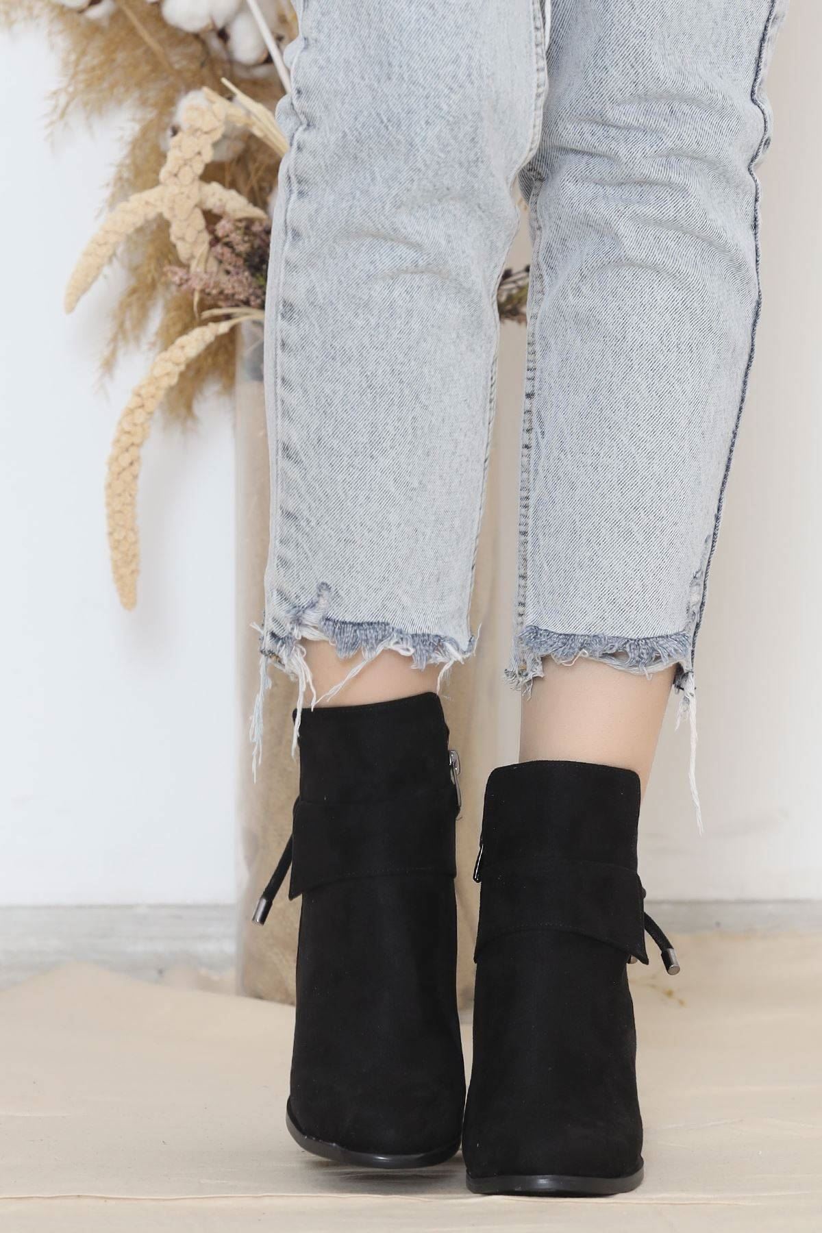 7 Cm Topuklu Bot Süetsiyah - 10034.264.