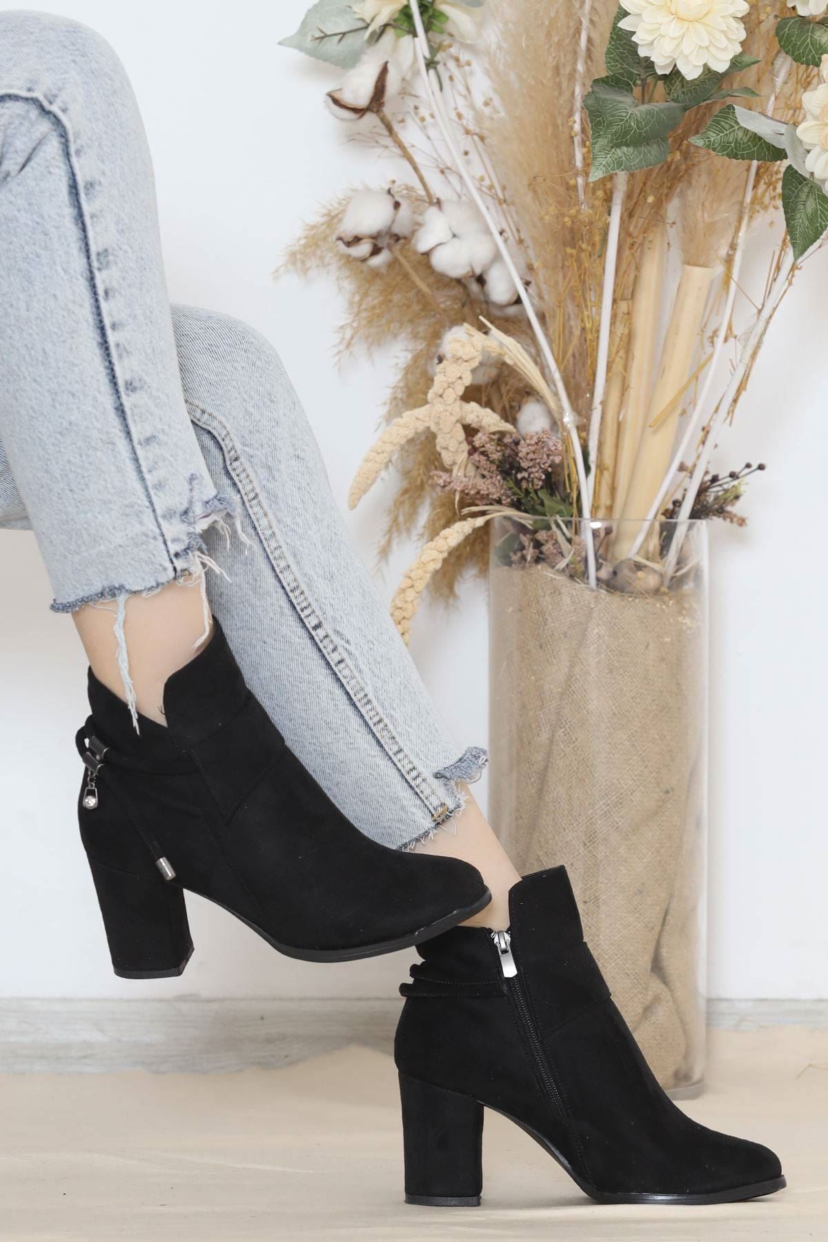 7 Cm Topuklu Bot Süetsiyah - 10034.264.