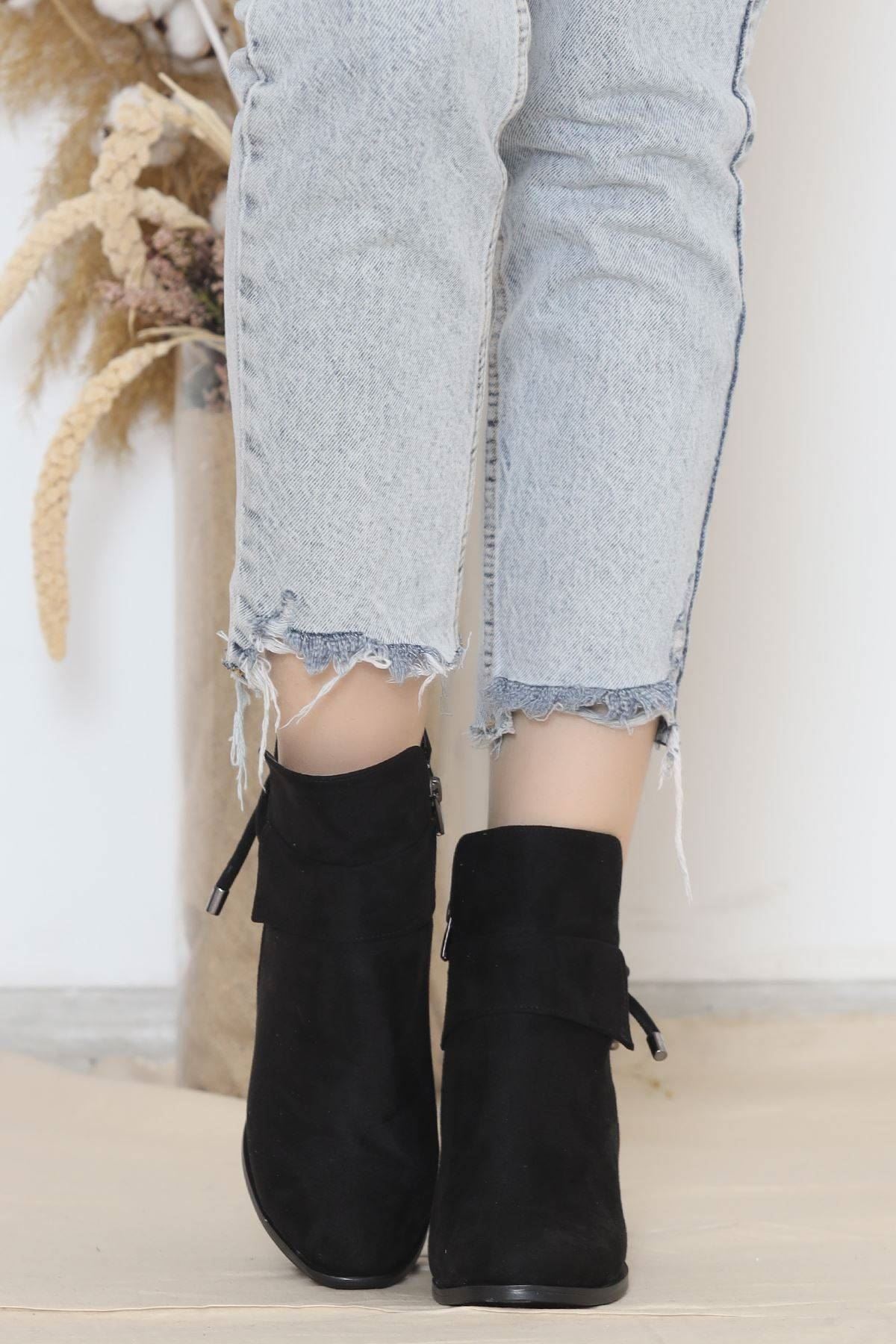 7 Cm Topuklu Bot Süetsiyah - 10034.264.