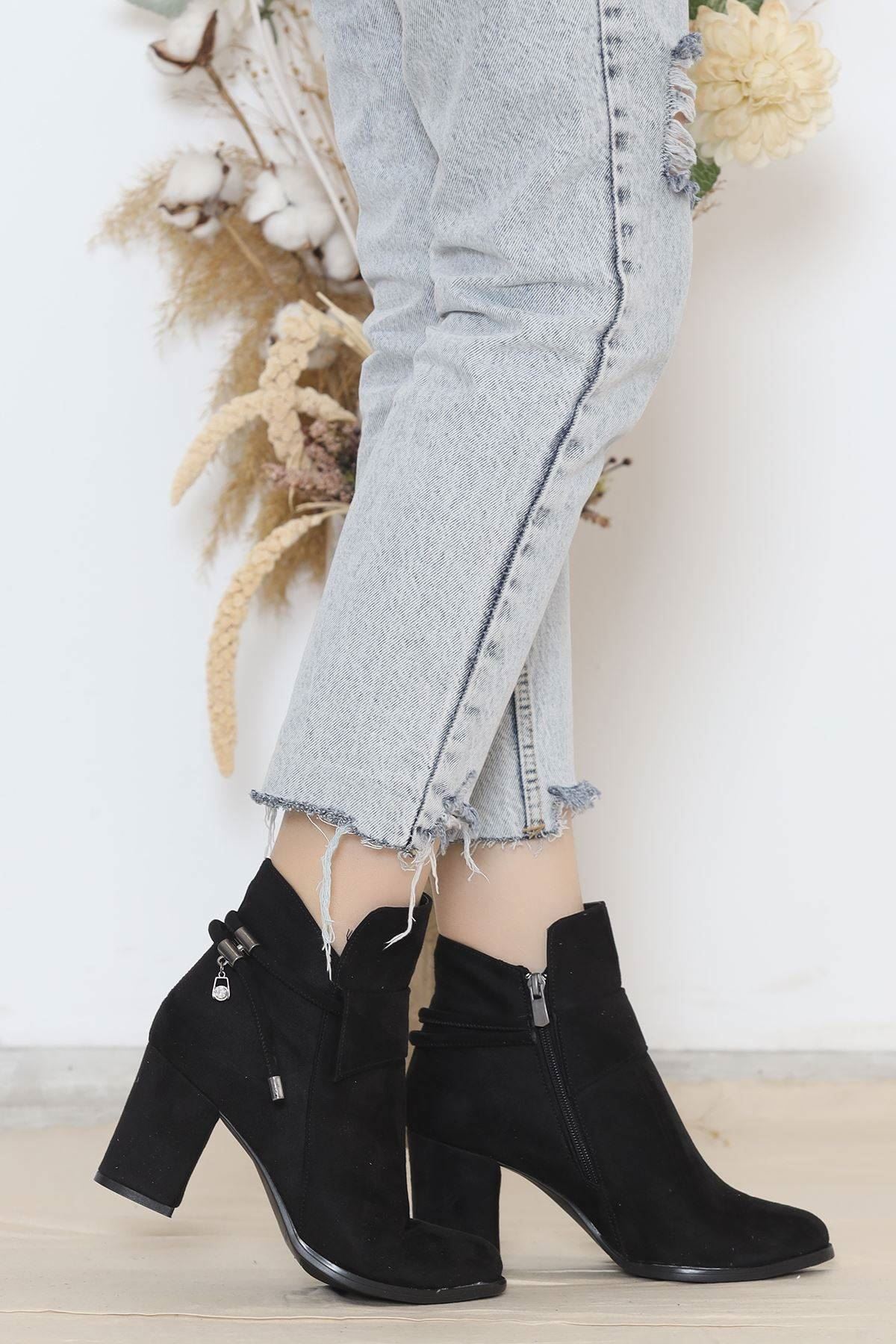 7 Cm Topuklu Bot Süetsiyah - 10034.264.