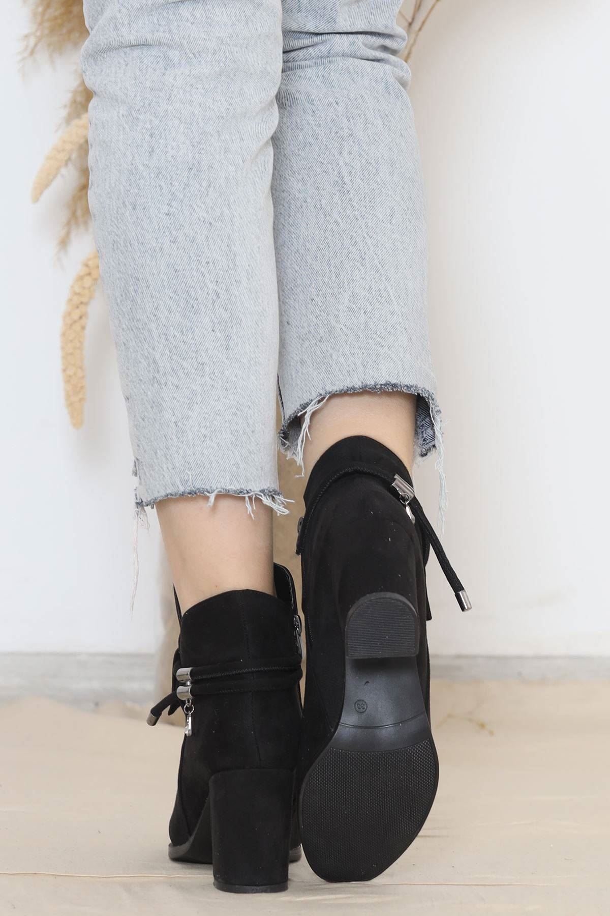 7 Cm Topuklu Bot Süetsiyah - 10034.264.